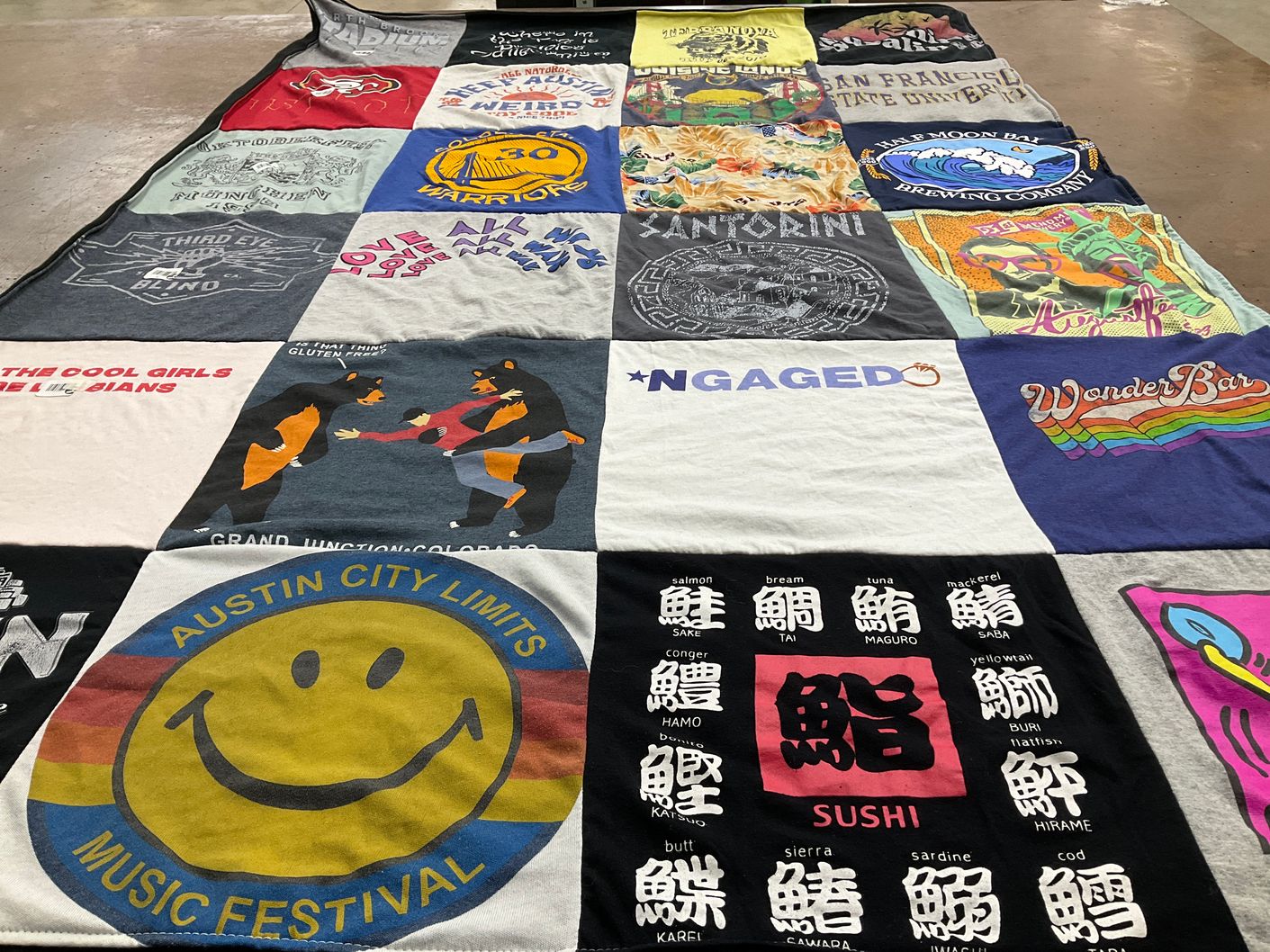 T-shirt quilt featuring golden state warriors by Julia from CA