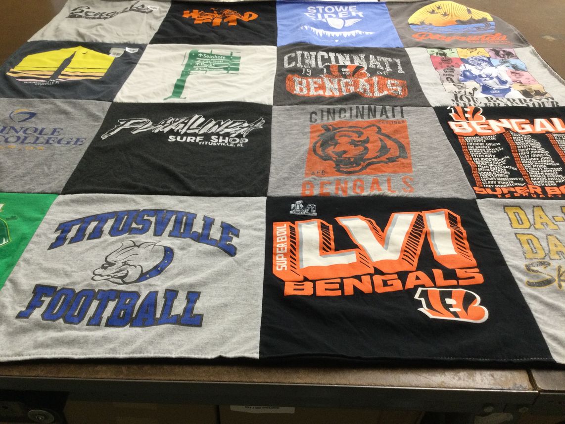 T-shirt quilt featuring cincinnati bengals, titusville football by Heather from FL