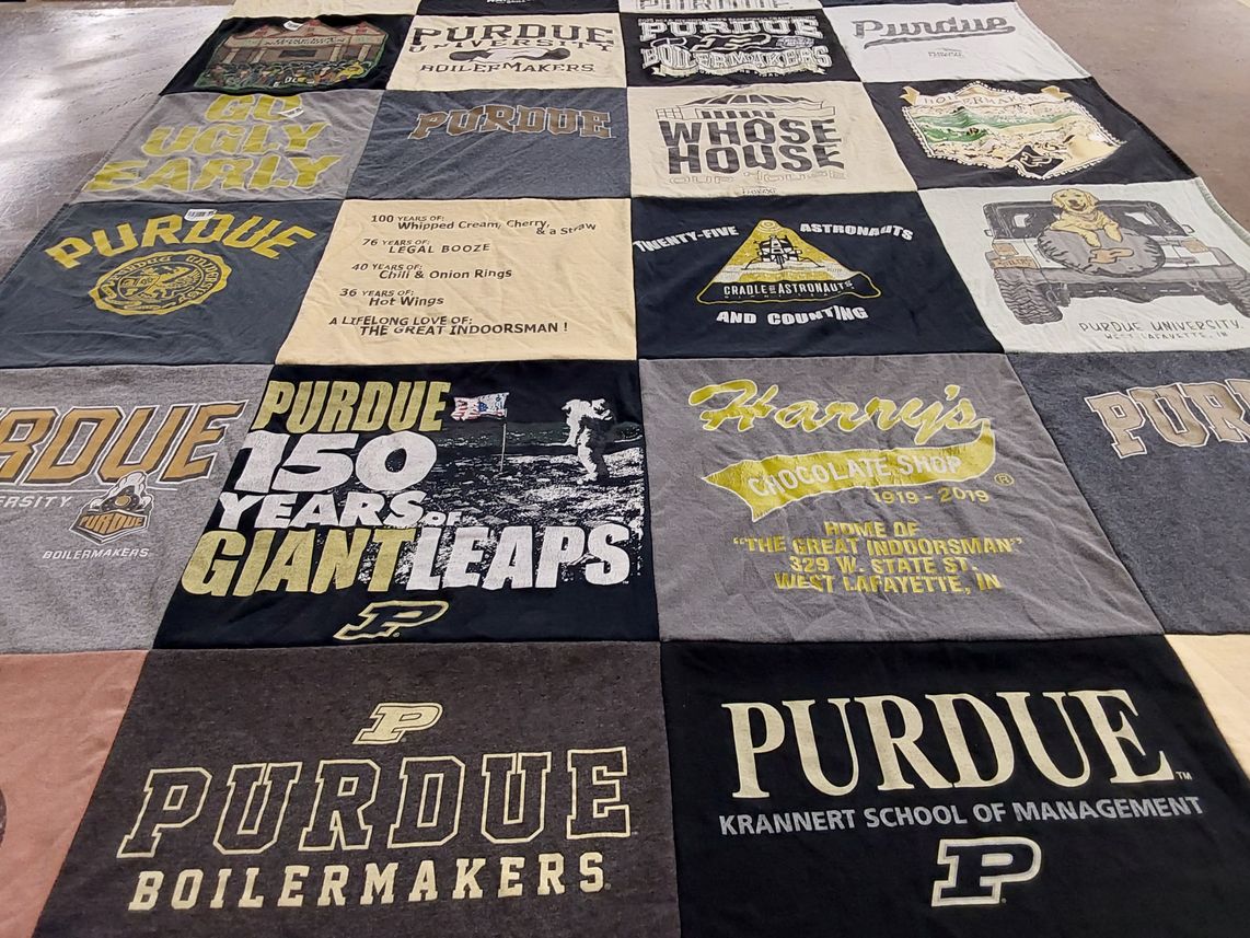 T-shirt quilt featuring purdue boilermakers by Jamie from IN