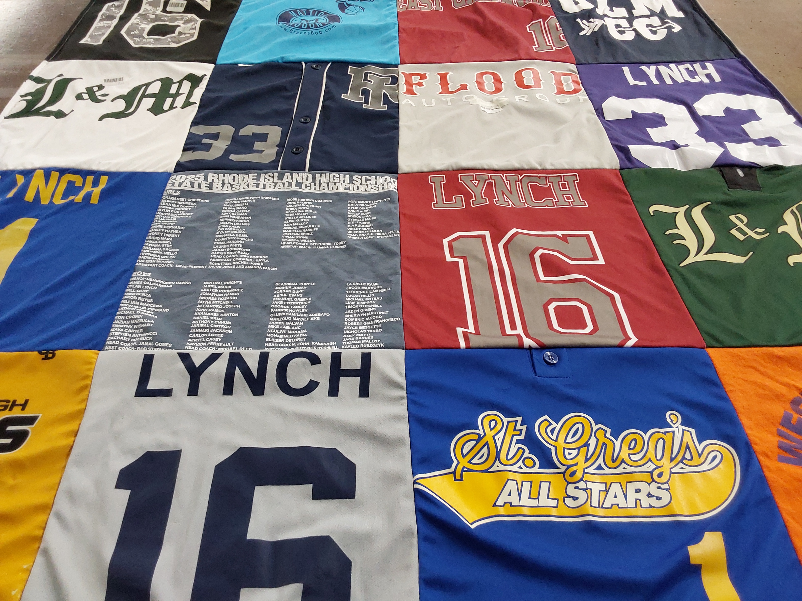T-shirt quilt featuring st greg's all stars by trisha  from RI