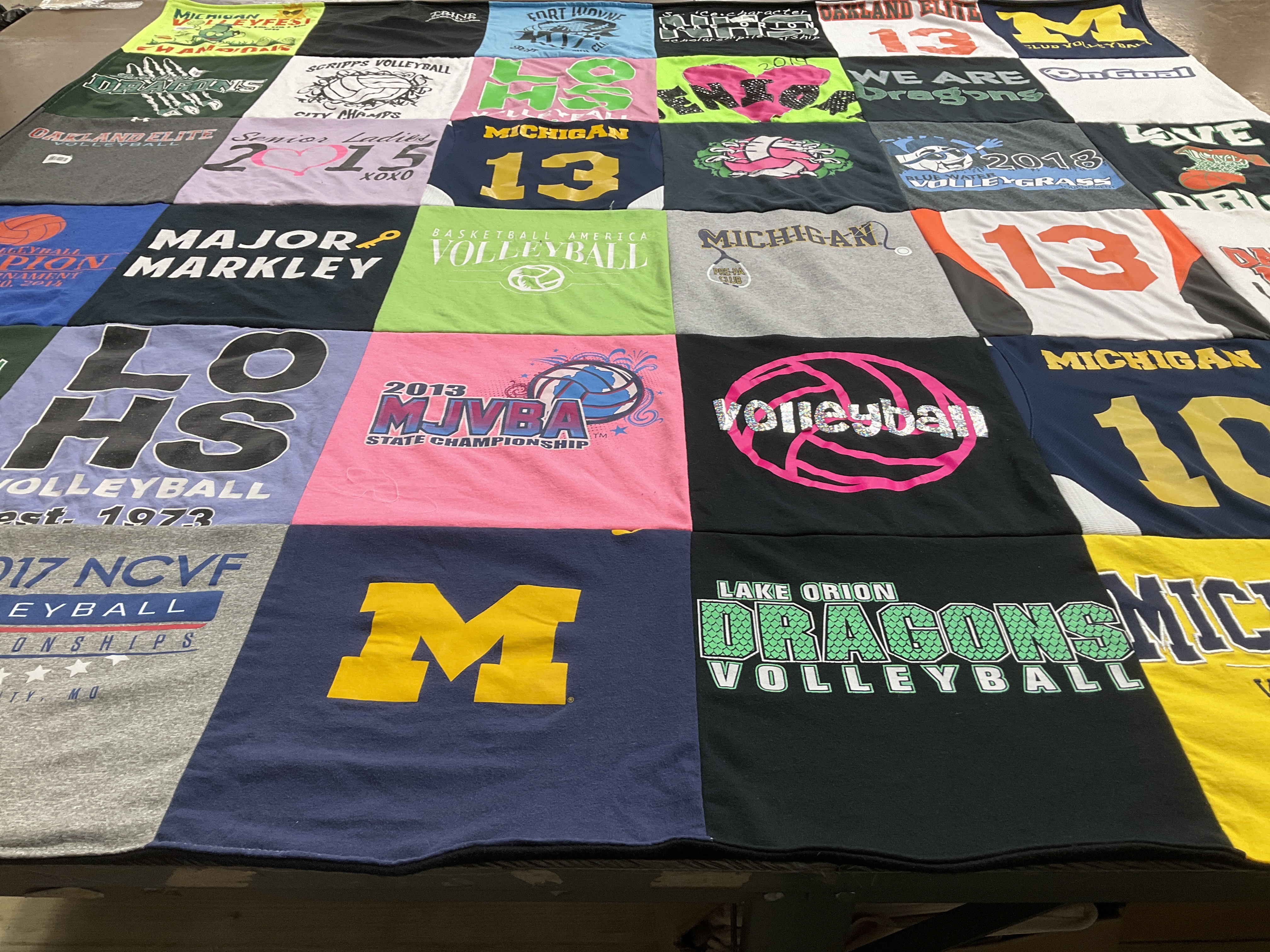 T-shirt quilt featuring lake orion dragons volleyball by Kim from MI