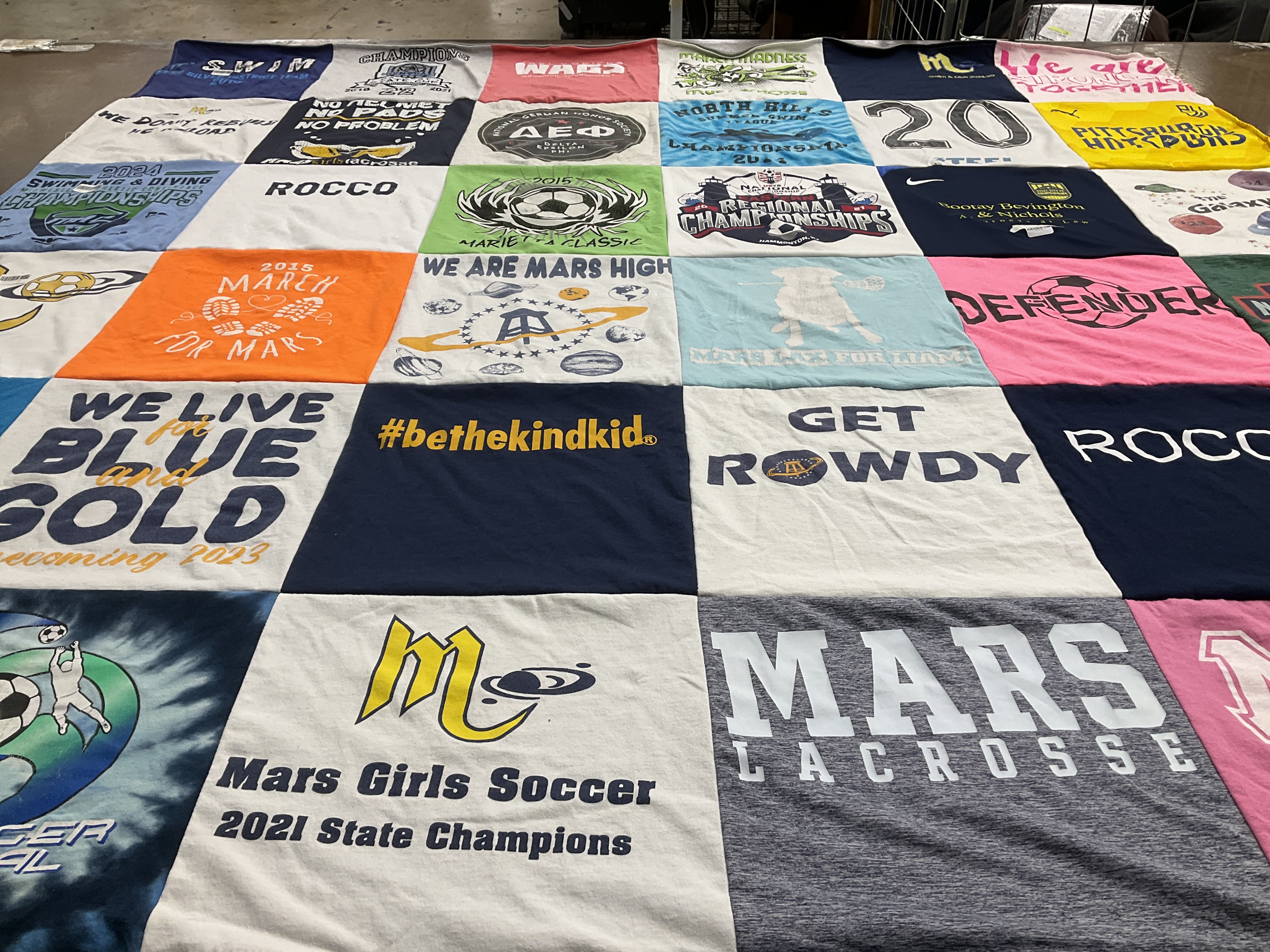 T-shirt quilt featuring mars girls soccer, mars lacrosse by Christina from PA