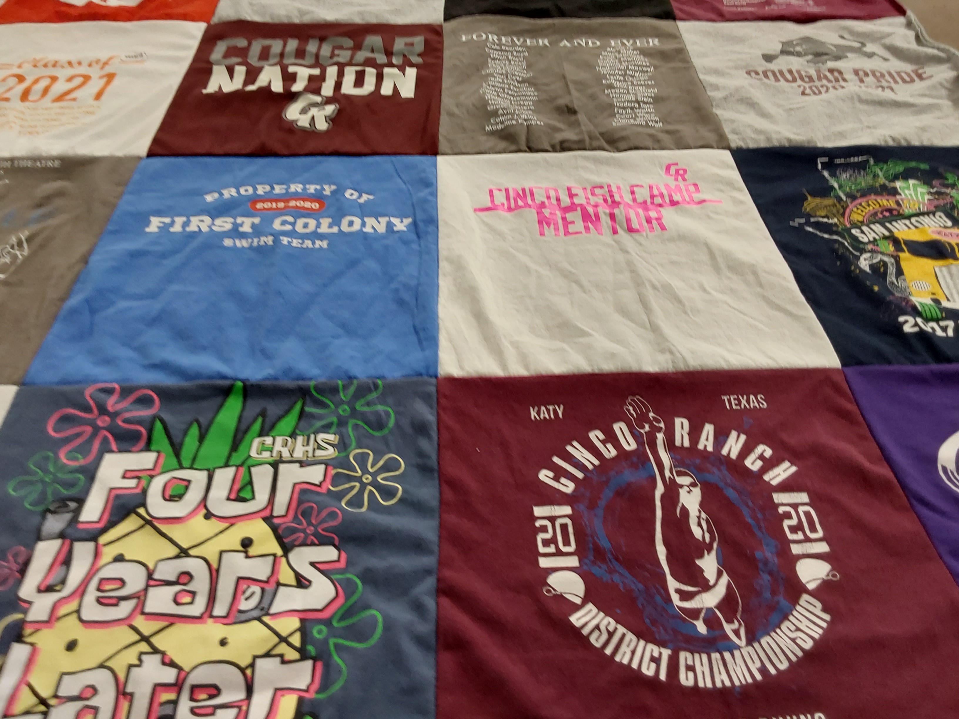 T-shirt quilt featuring swim team by Lorien from TX