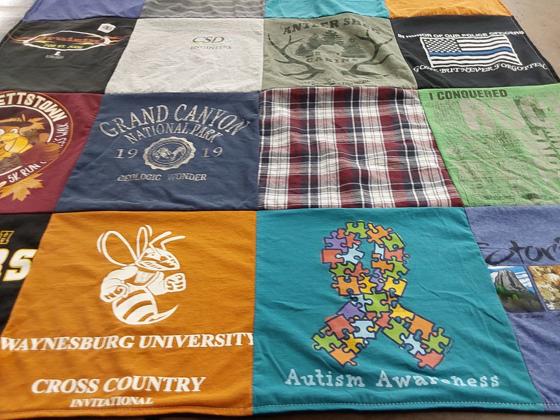 T-shirt quilt from waynesburg university by Kristen from WV
