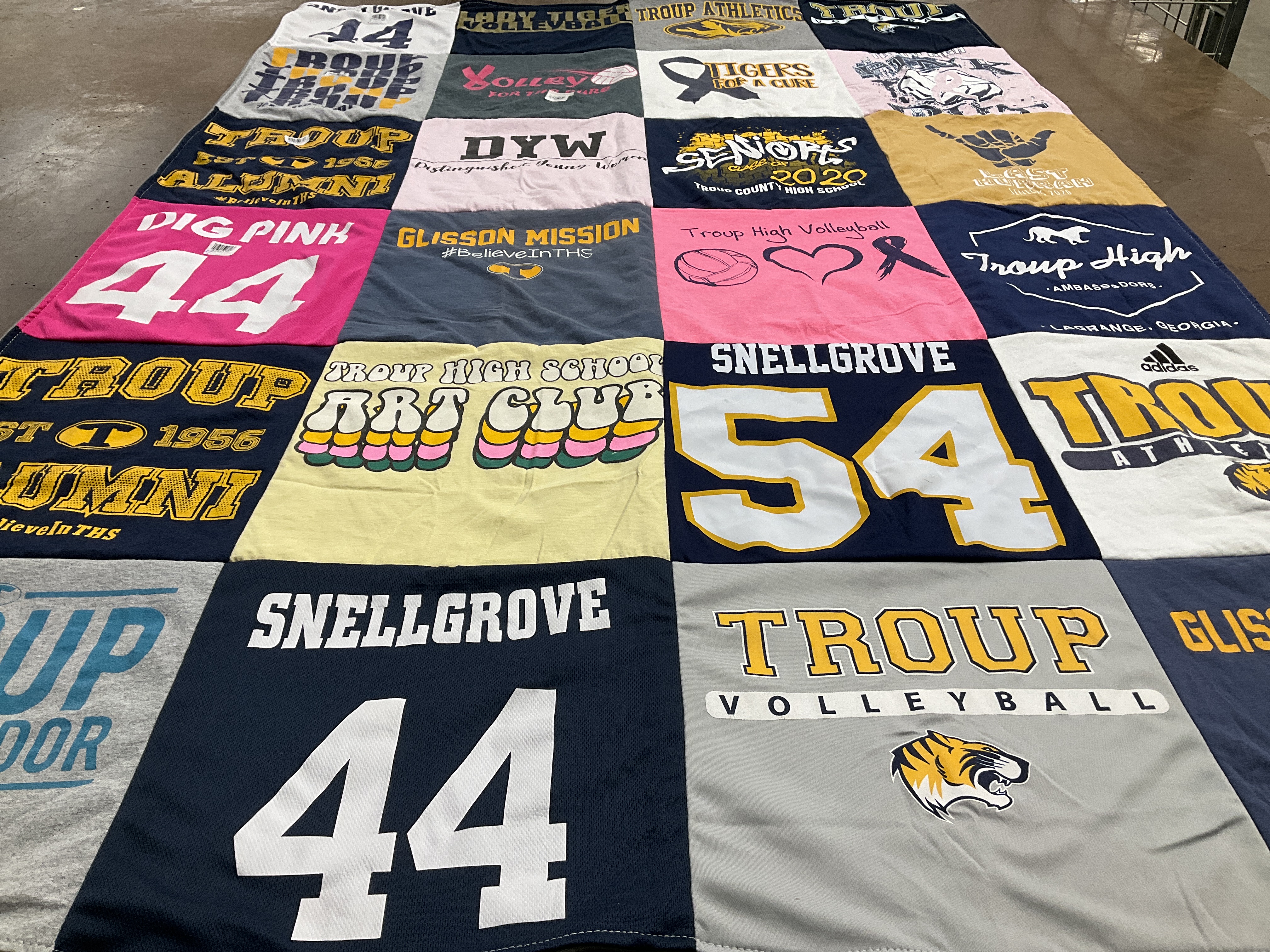 T-shirt quilt featuring troup high volleyball, troup high school volleyball by Memory from GA