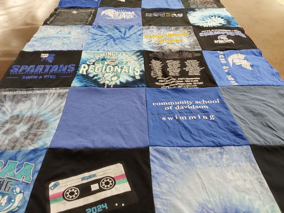 T-shirt quilt featuring spartan swimming and diving team by Amber from NC