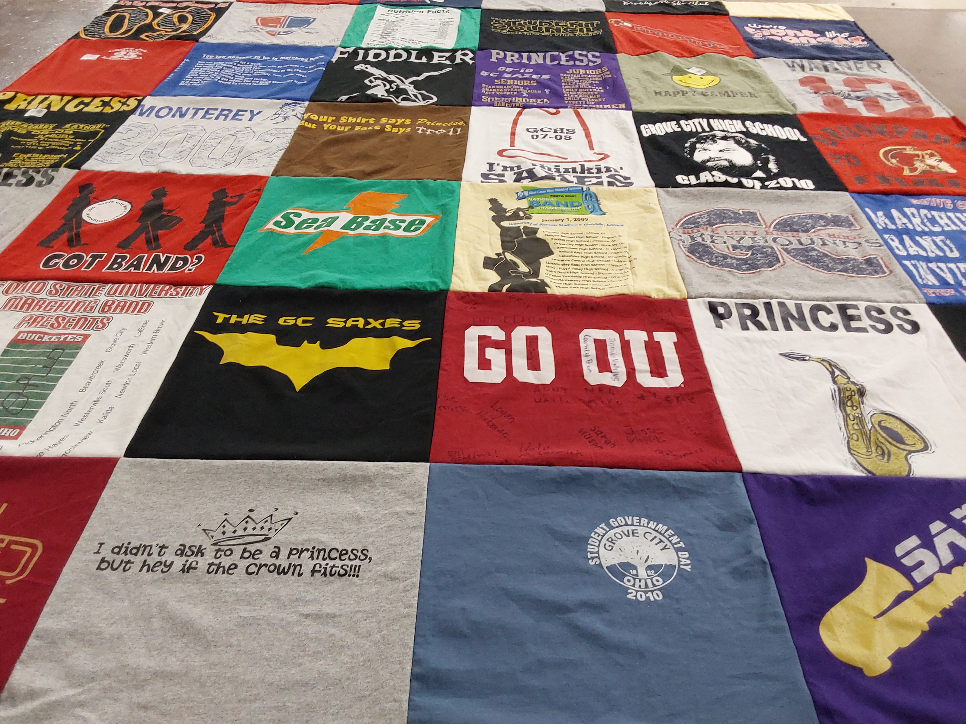 T-shirt quilt from grove city high school by Matthew from KS