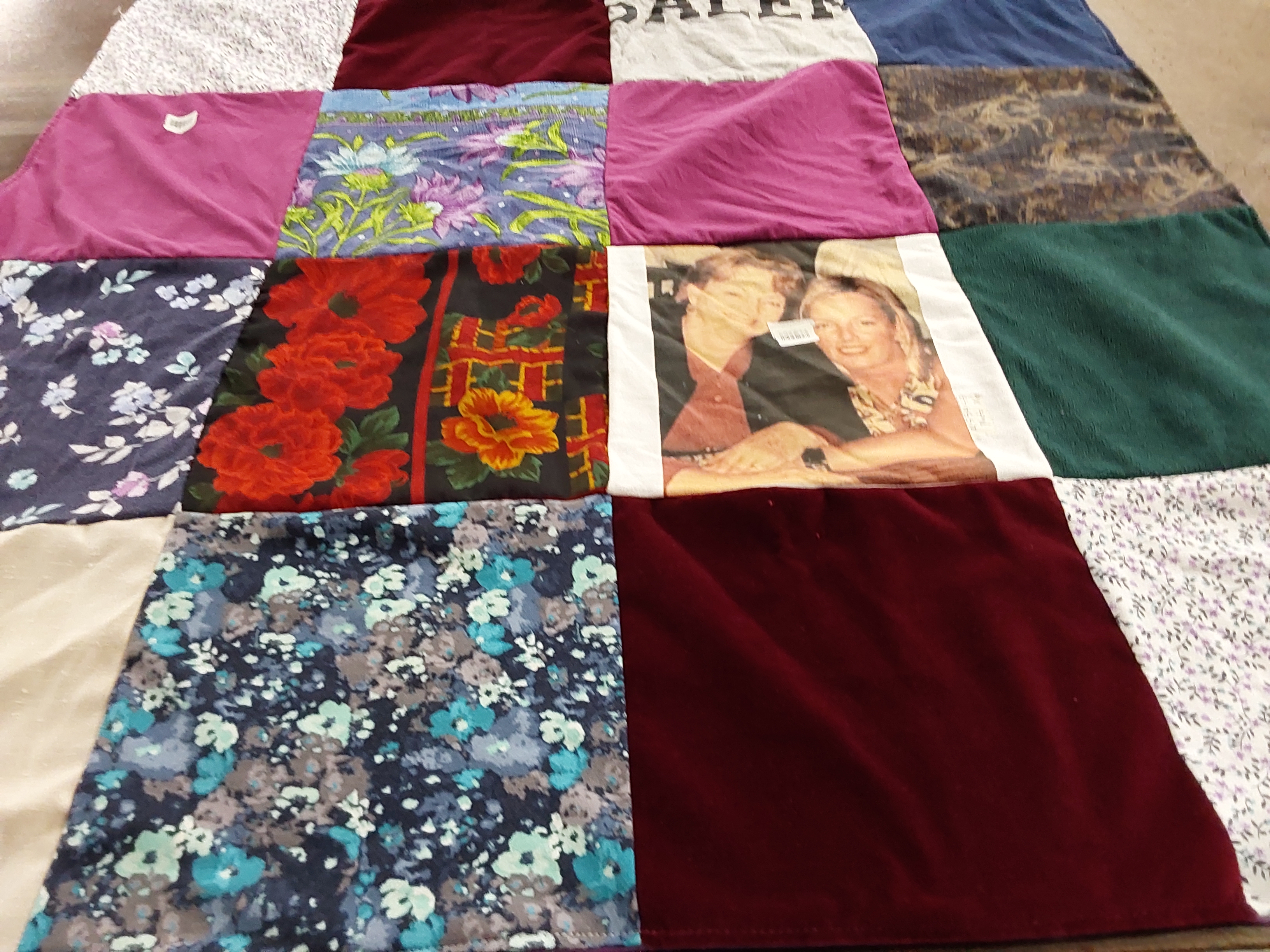 T-shirt quilt with photography, crafting themes by Sharon from FL