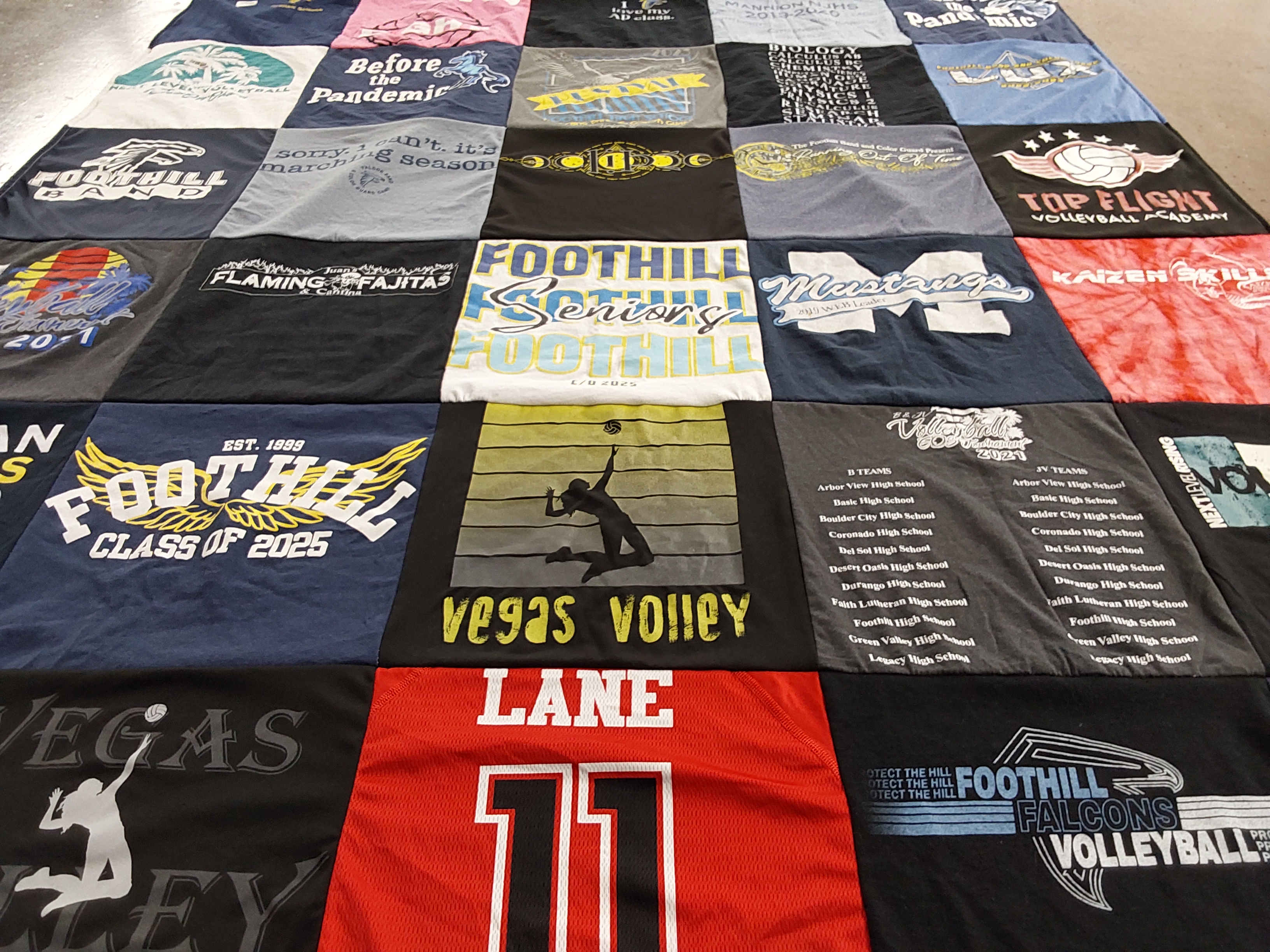 T-shirt quilt featuring foothill falcons volleyball by Wendy from NV
