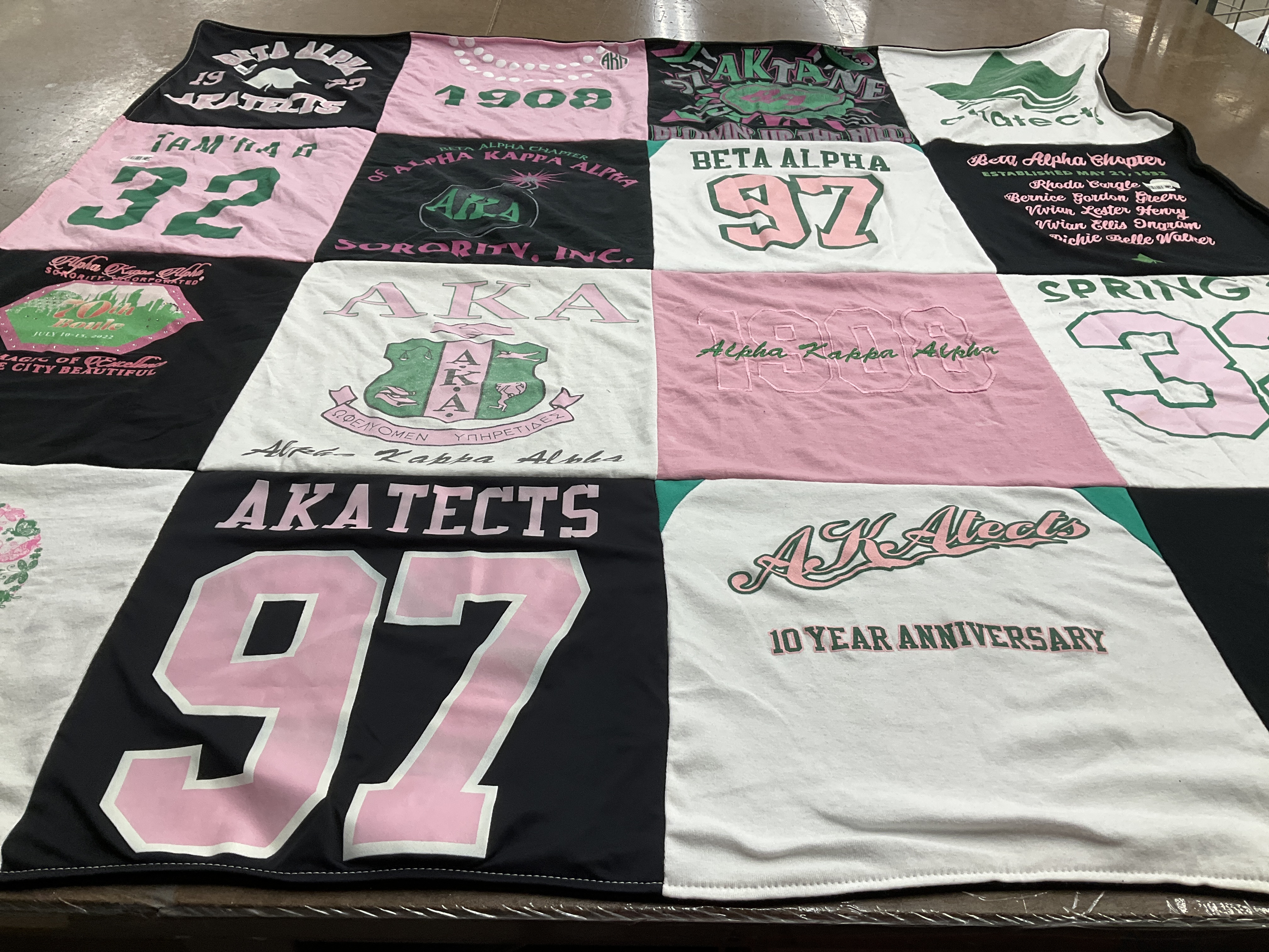 T-shirt quilt with sororities, sorority life themes by Tamara from FL