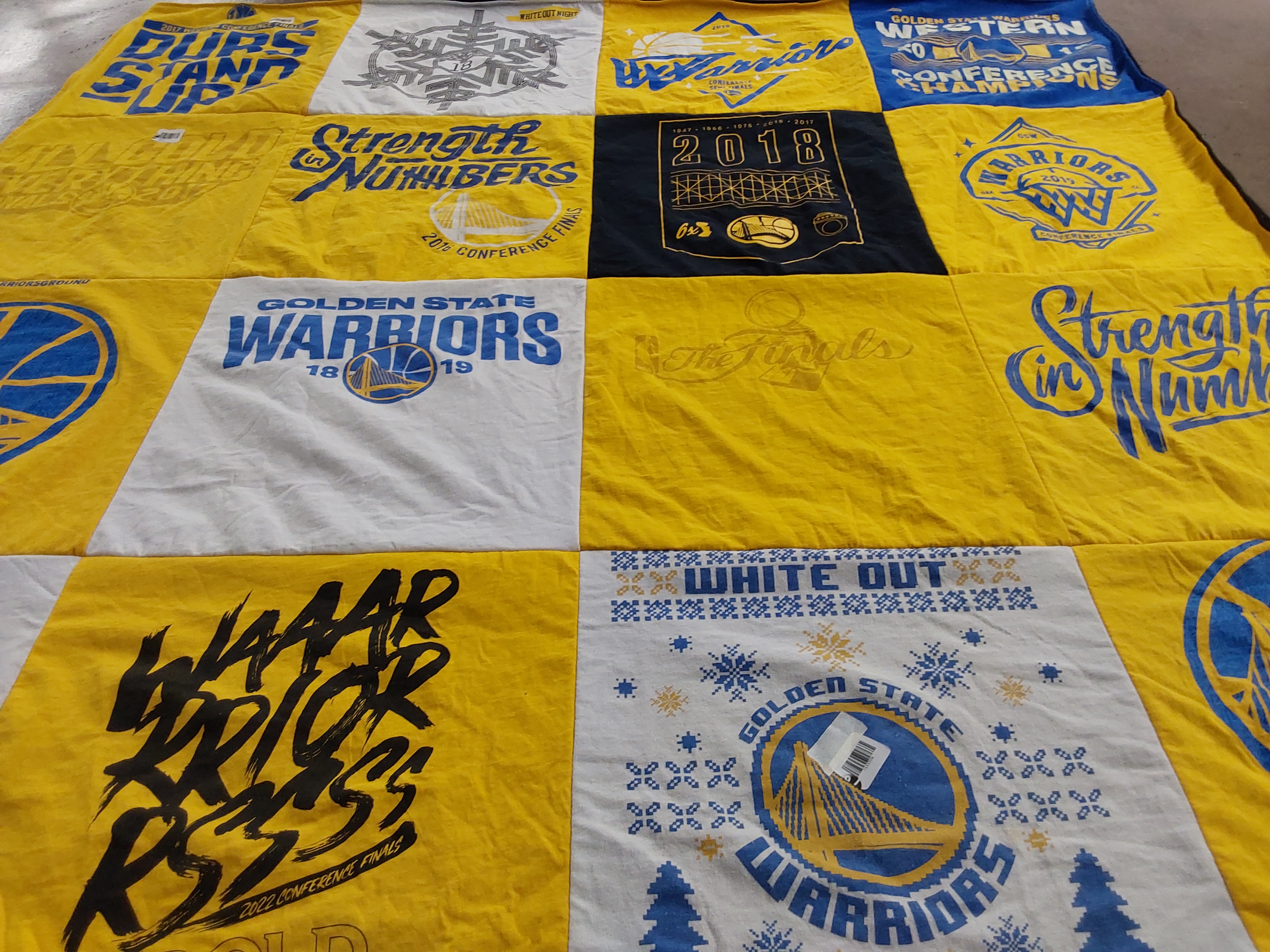 T-shirt quilt featuring golden state warriors by Marissa from CA