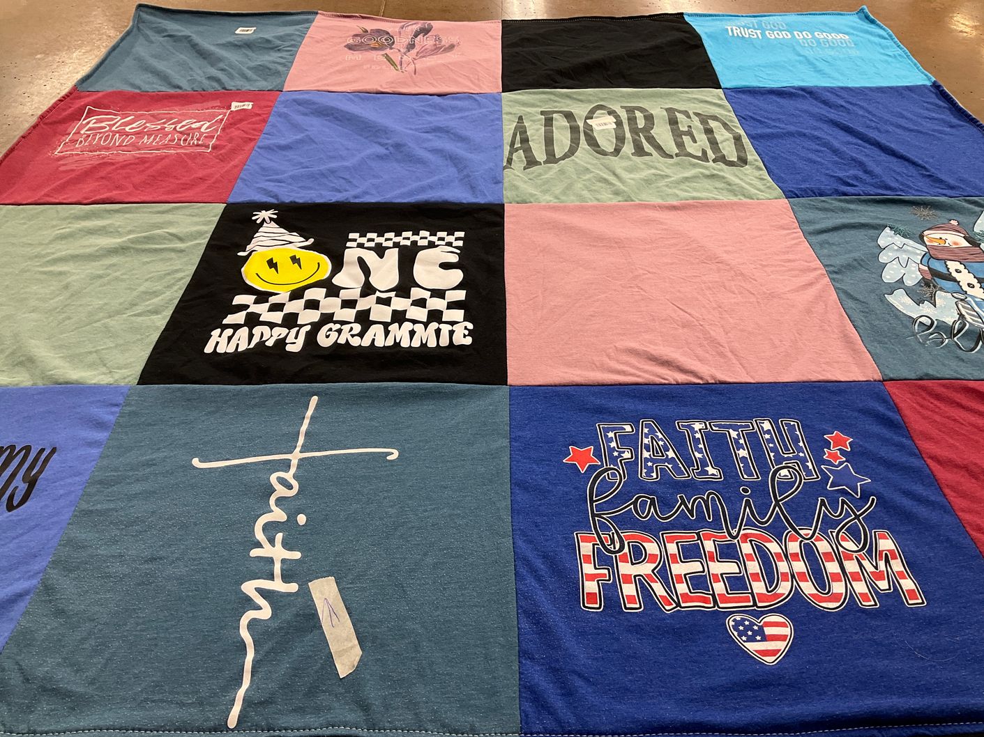 T-shirt quilt with faith, family themes by Lorrie from WV