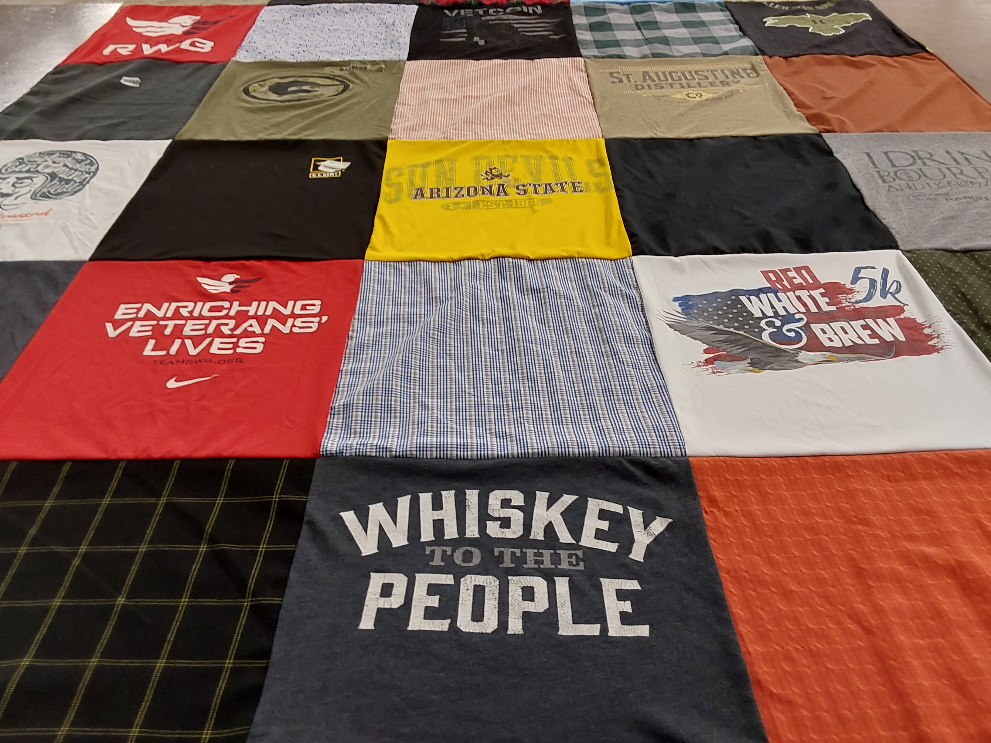 T-shirt quilt from arizona state university, st augustine university by Laura from FL
