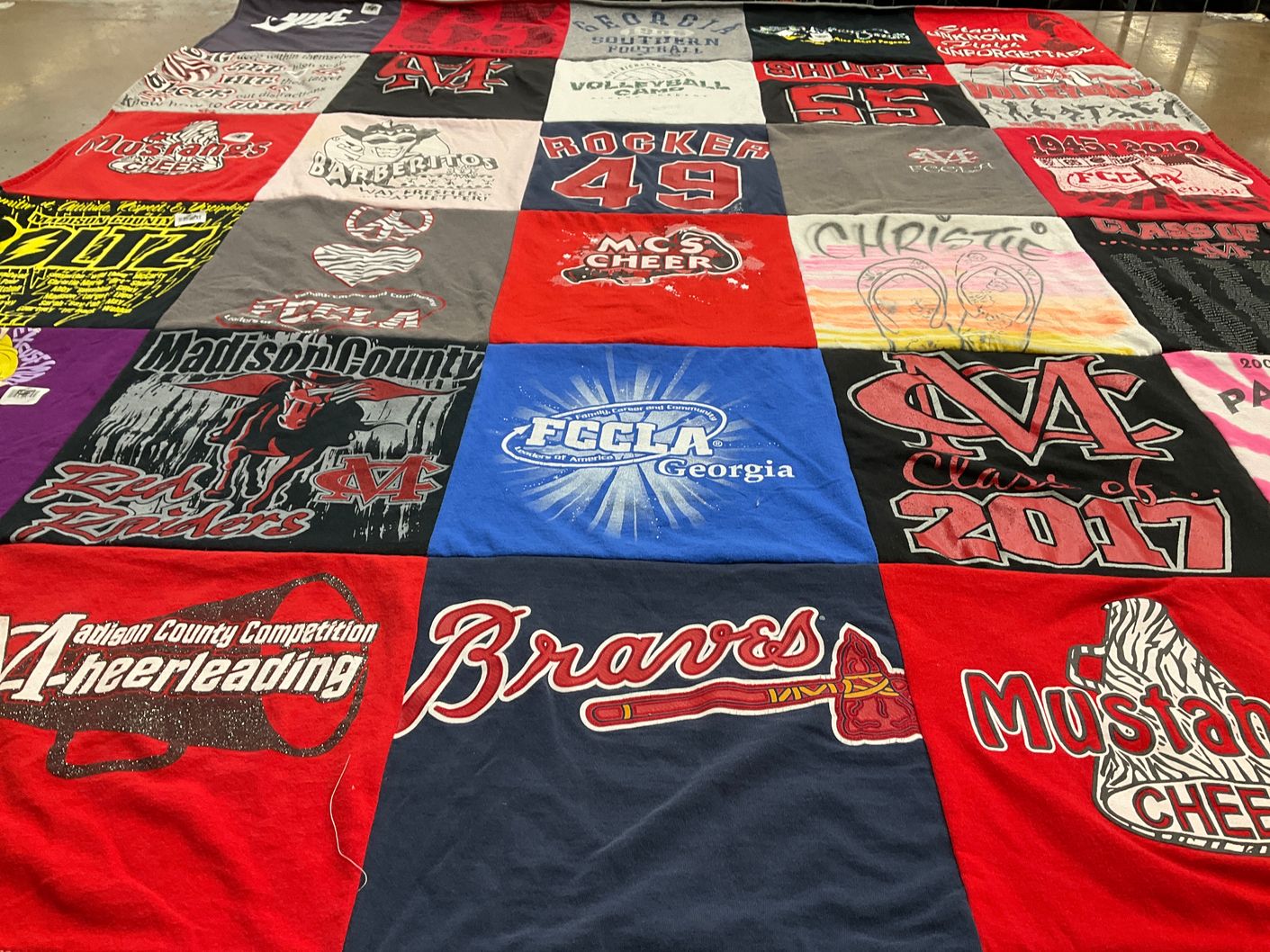 T-shirt quilt featuring madison county raiders, braves by Lynn from GA