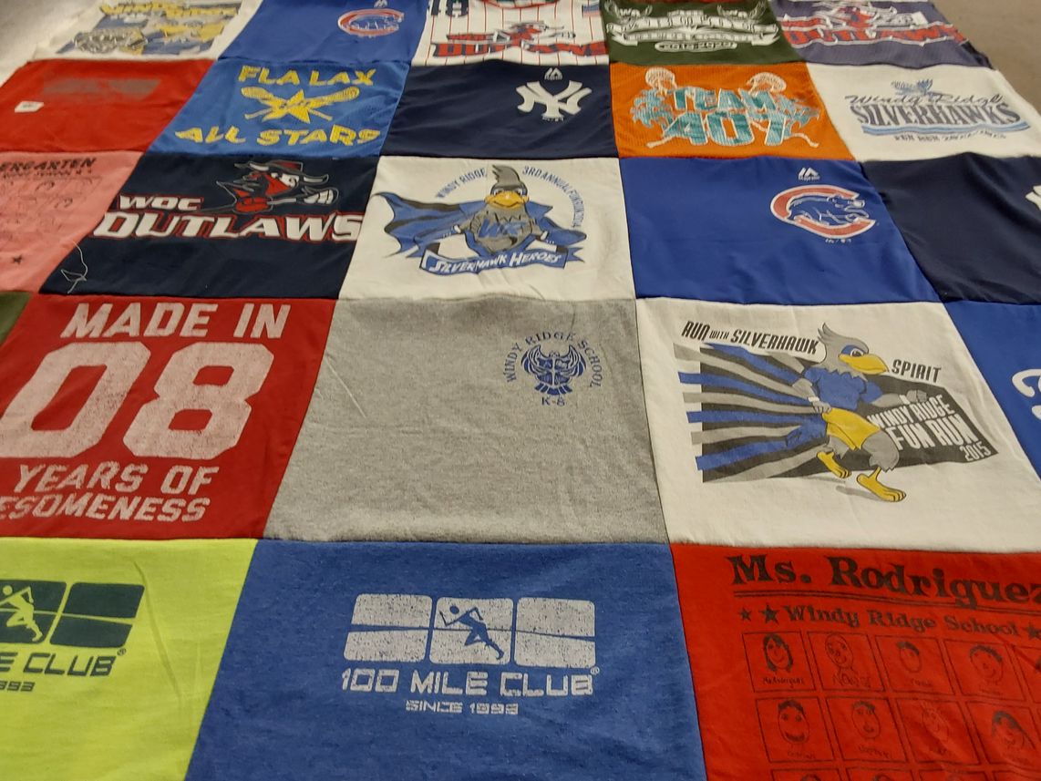 T-shirt quilt featuring windy ridge silverhawks, chicago cubs by Rebecca from FL