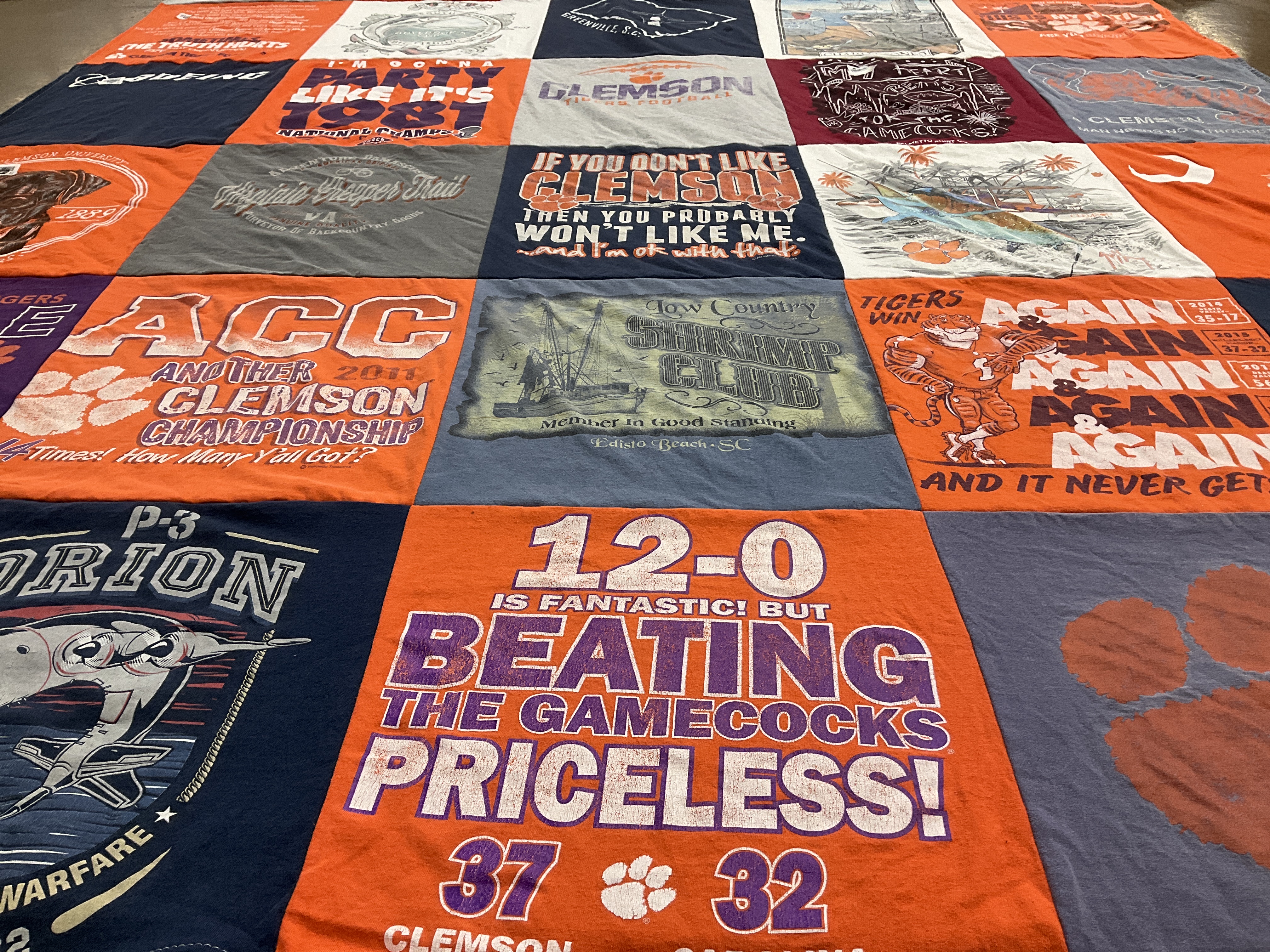 T-shirt quilt featuring clemson tigers by Beverly from SC