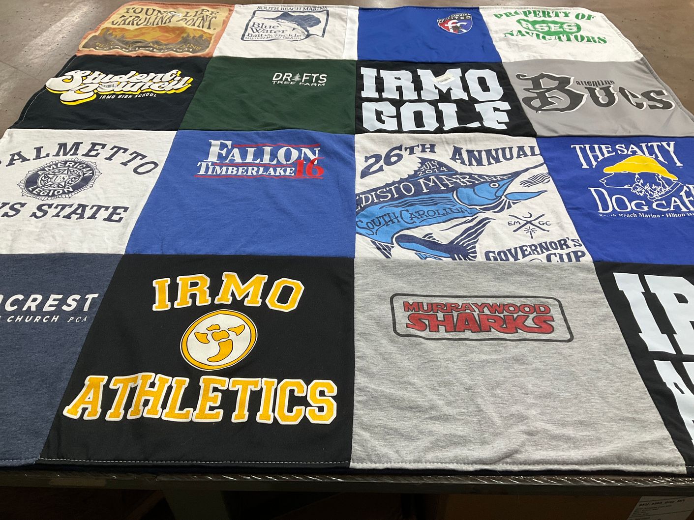 T-shirt quilt featuring irmo high school athletics, murraywood sharks by lauri from SC