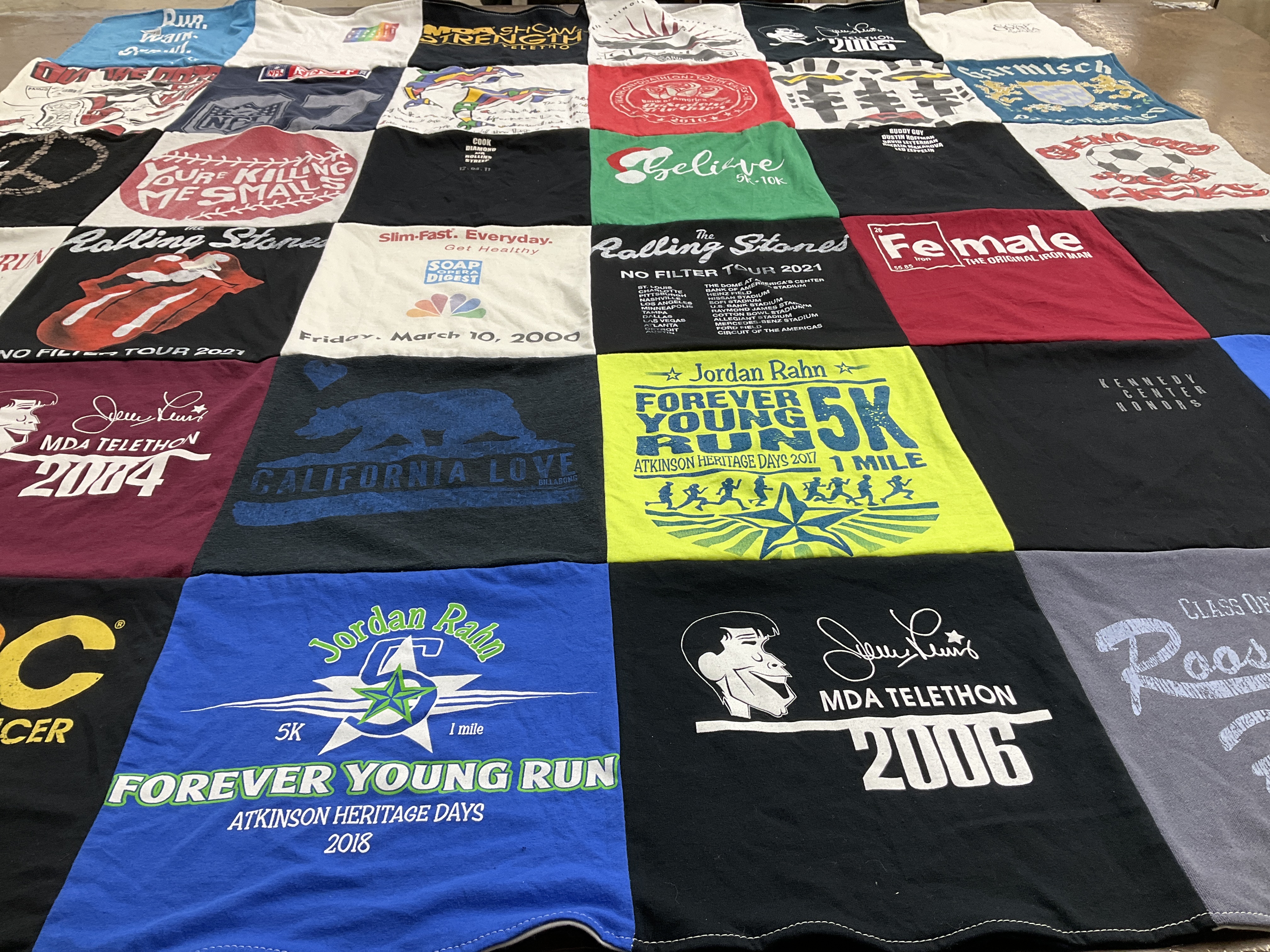 T-shirt quilt with running, health themes by Marcy from WI