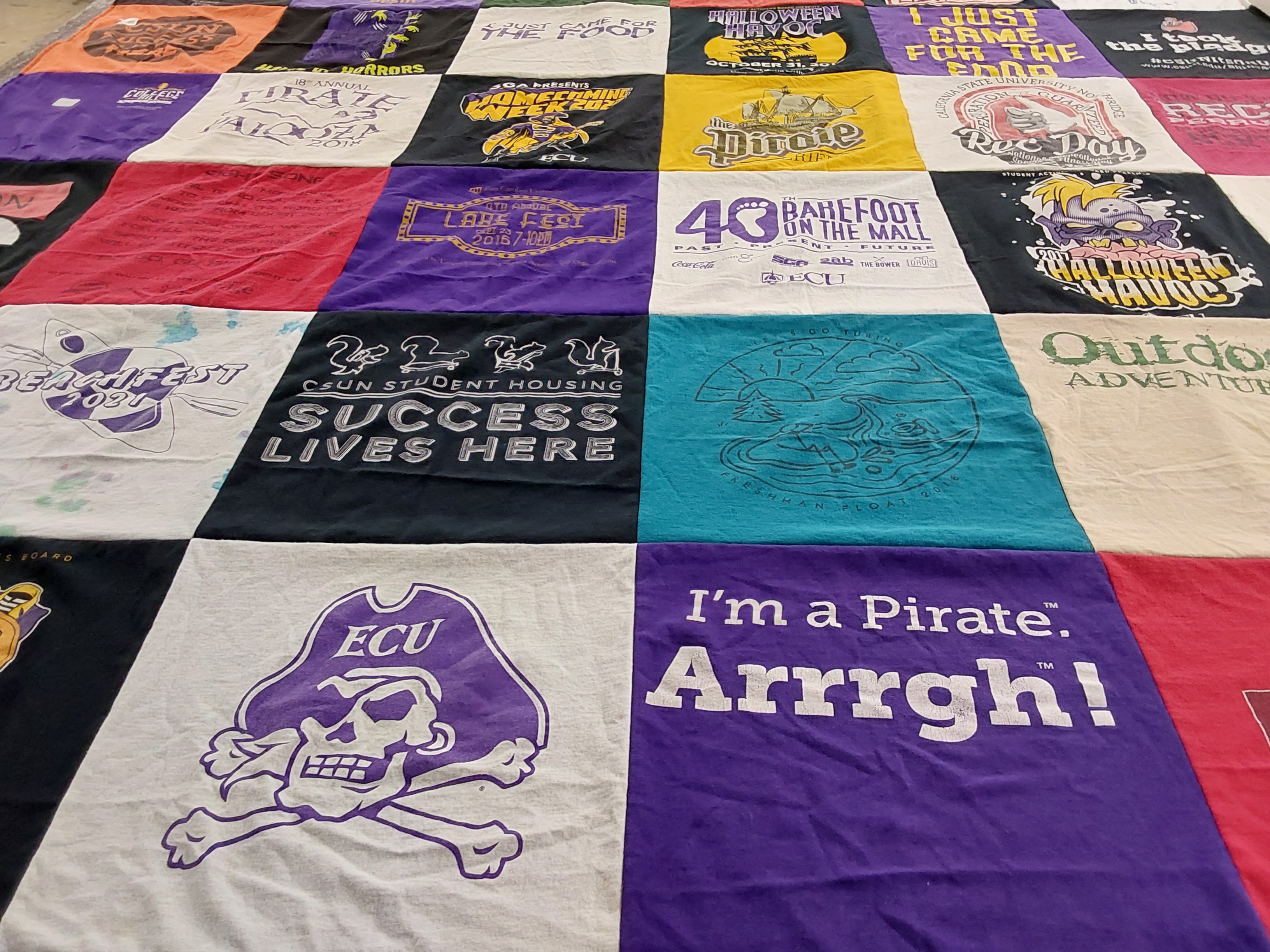 T-shirt quilt featuring east carolina university pirates by Lanisha from NC