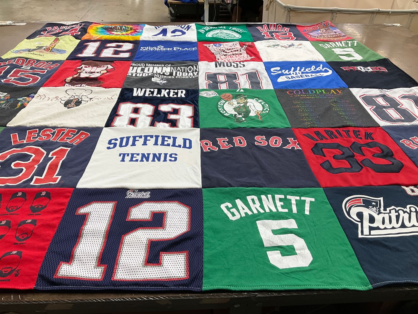 T-shirt quilt featuring boston red sox, new england patriots by Pixie from CT