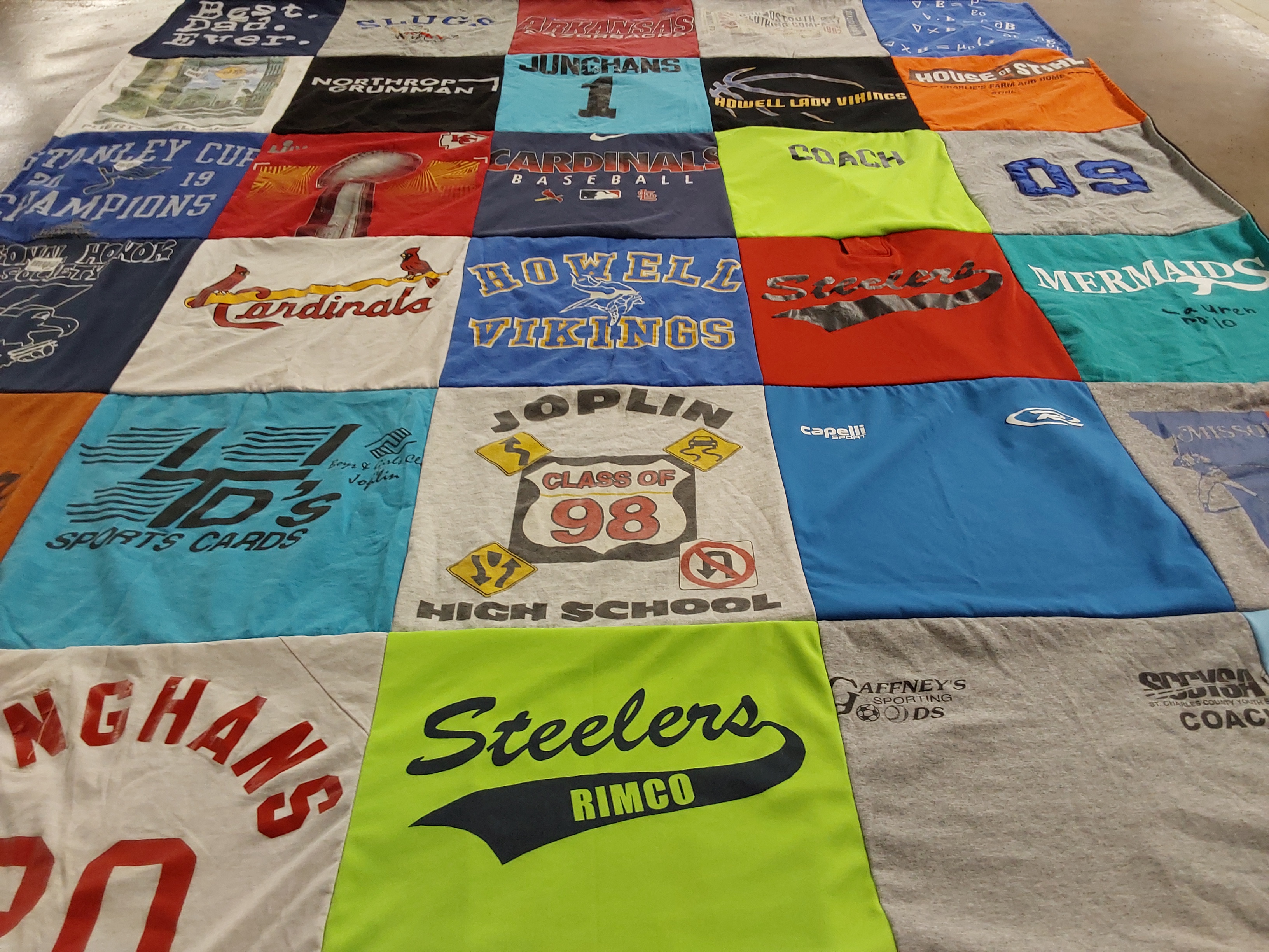 T-shirt quilt featuring steelers, cardinals by jennifer from MO
