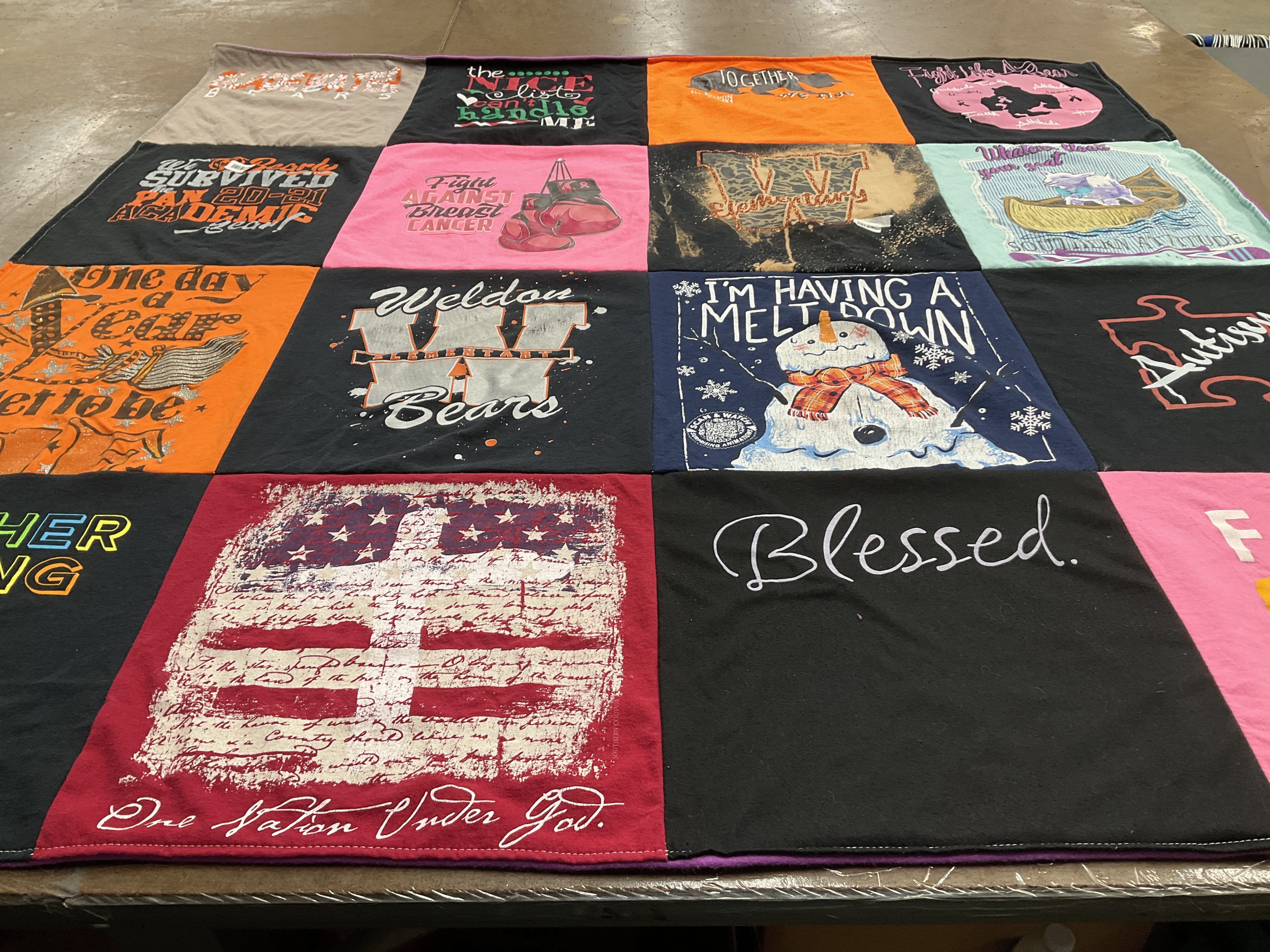 T-shirt quilt from weldon high school by Larry from TX