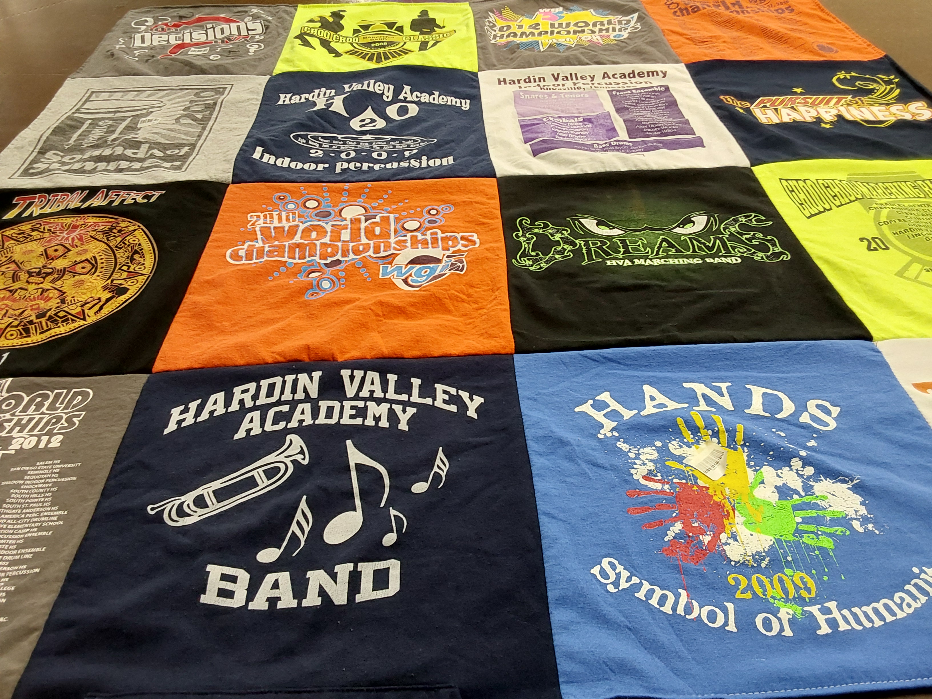 T-shirt quilt featuring hardin valley academy band by Mary Beth from TN