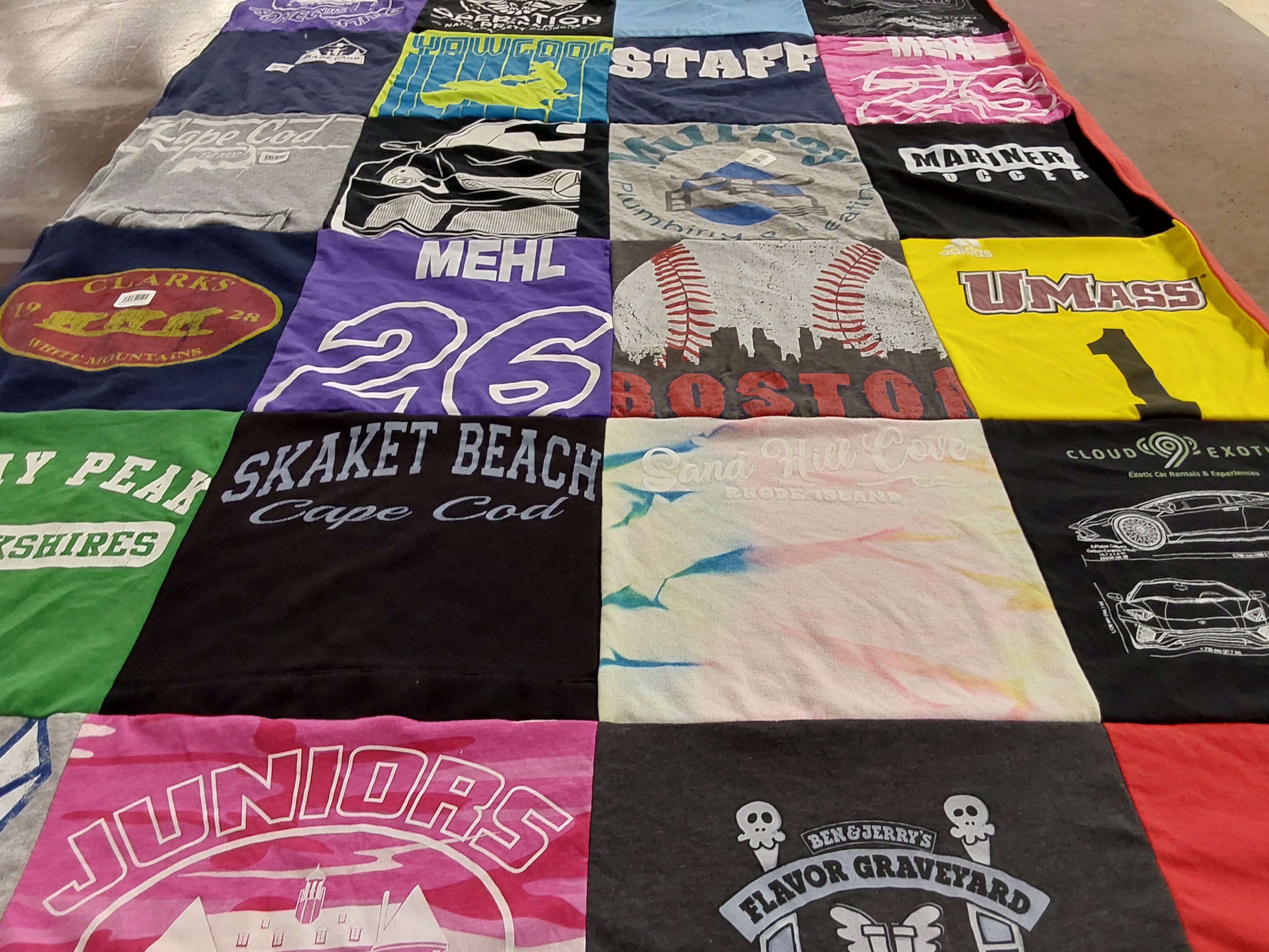 T-shirt quilt from university of massachusetts by Jane from RI