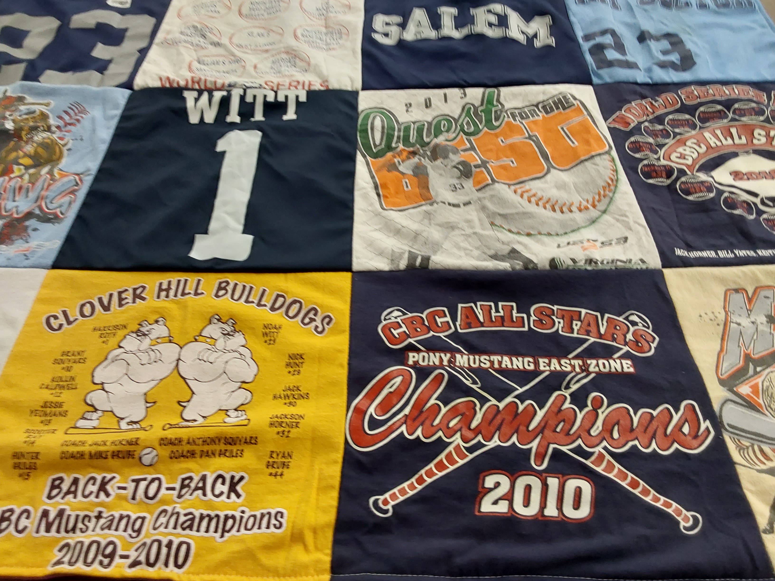 T-shirt quilt featuring cbc all stars by Kimberly from VA