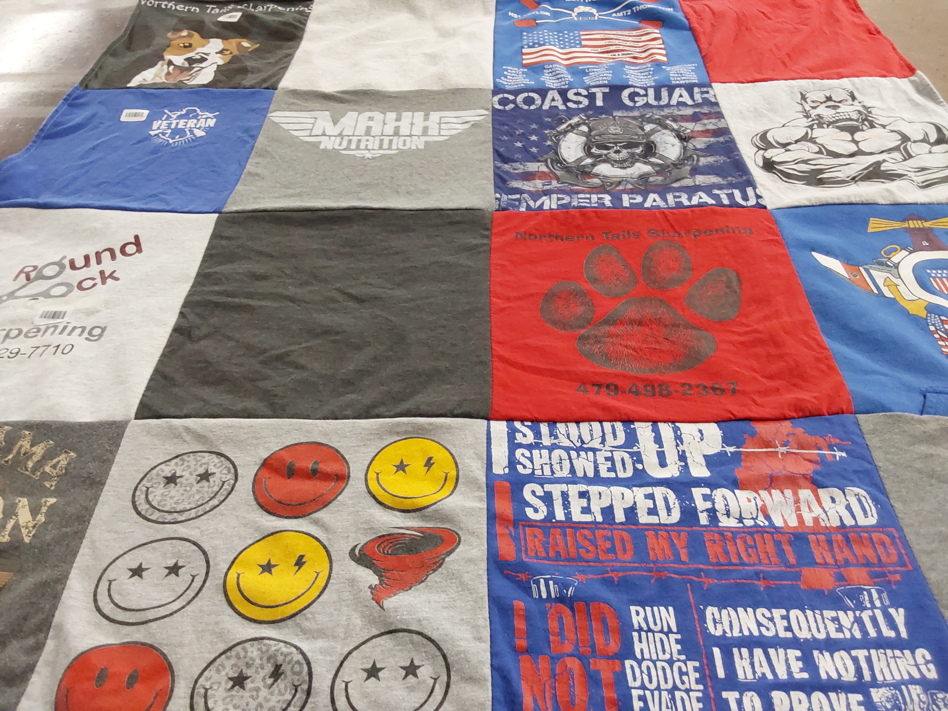 T-shirt quilt with military, animals themes by Amberlee from AR