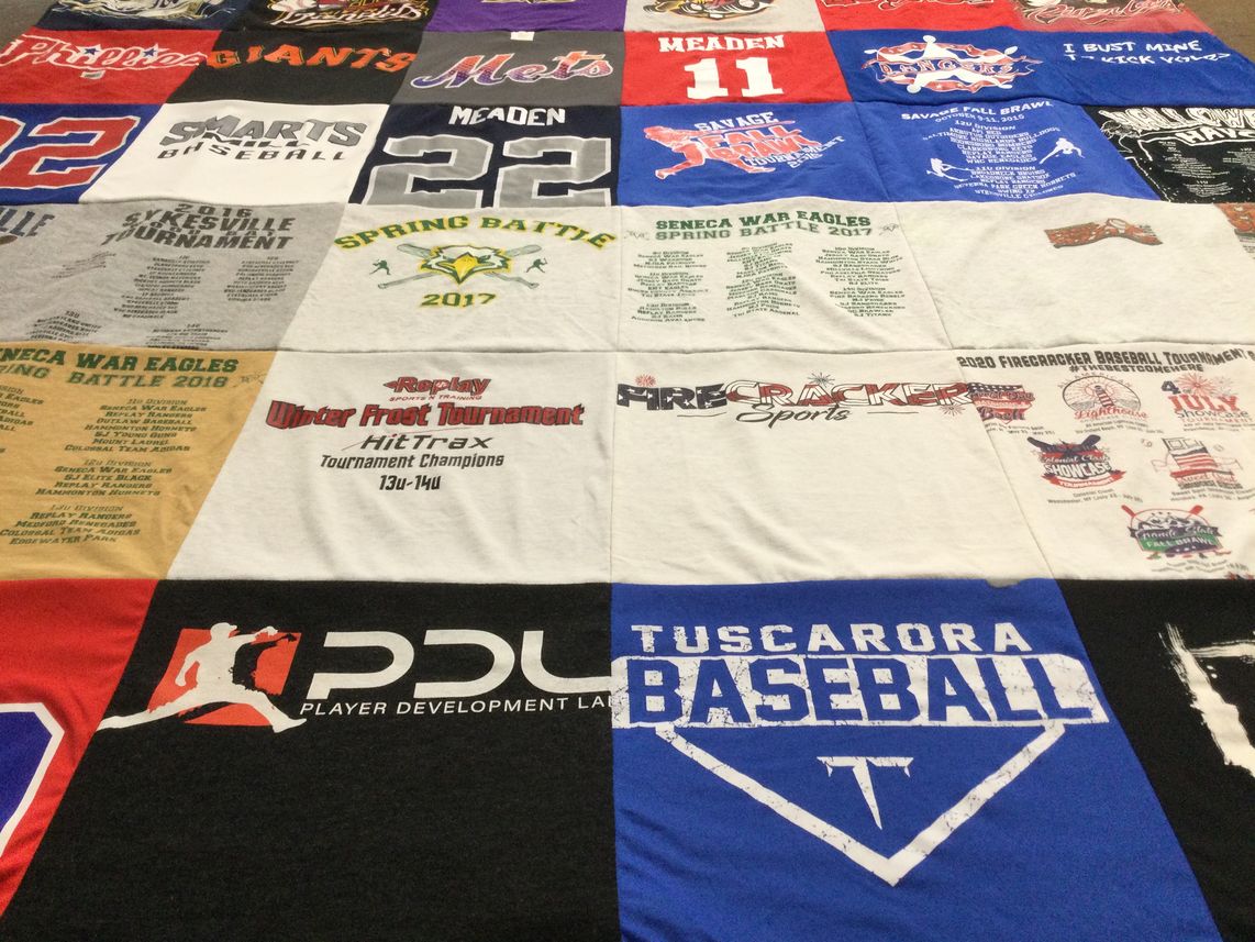 T-shirt quilt featuring tuscarora baseball by Naomi from VA
