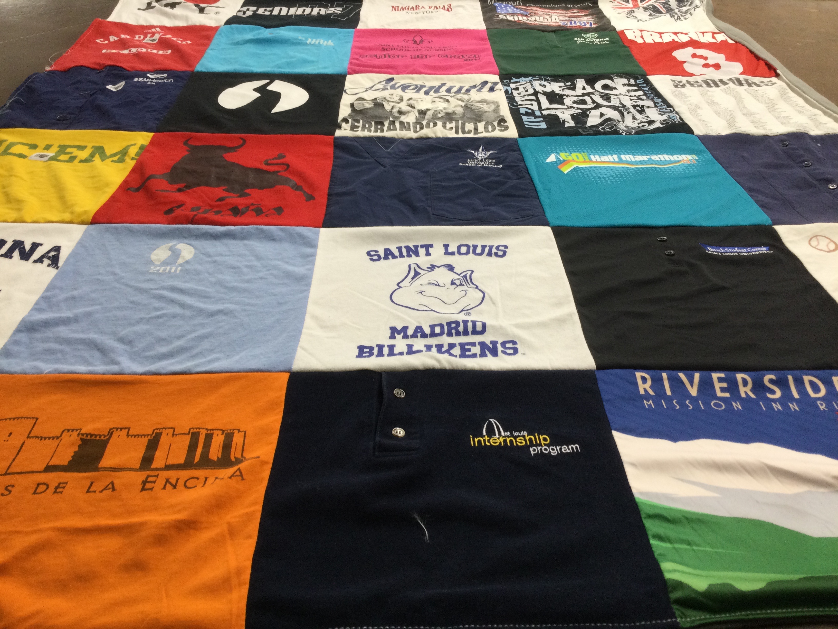 T-shirt quilt featuring madrid billikens by Branka from CA