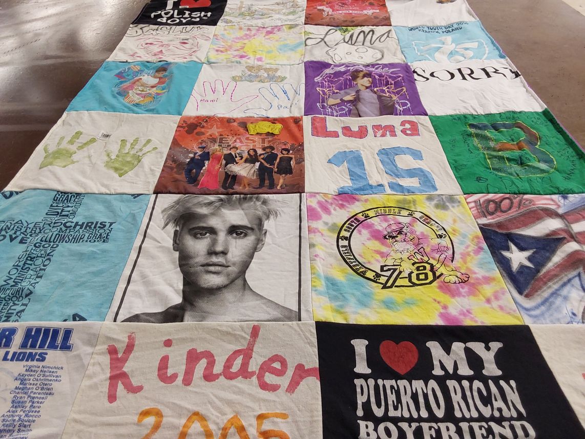 T-shirt quilt from virginia high school by Mrs. from MA