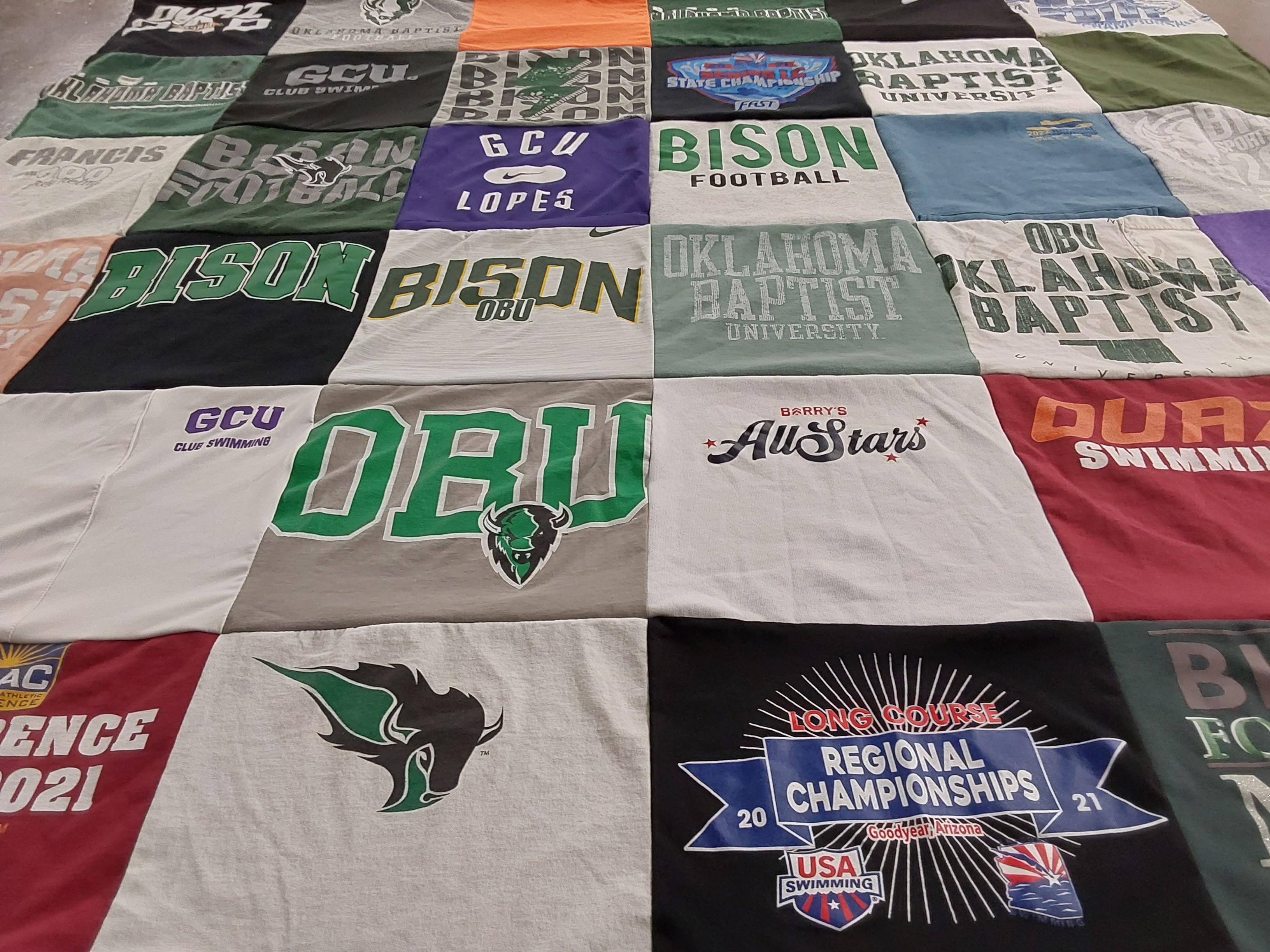 T-shirt quilt from oklahoma baptist university, grand canyon university by Tyla from AZ