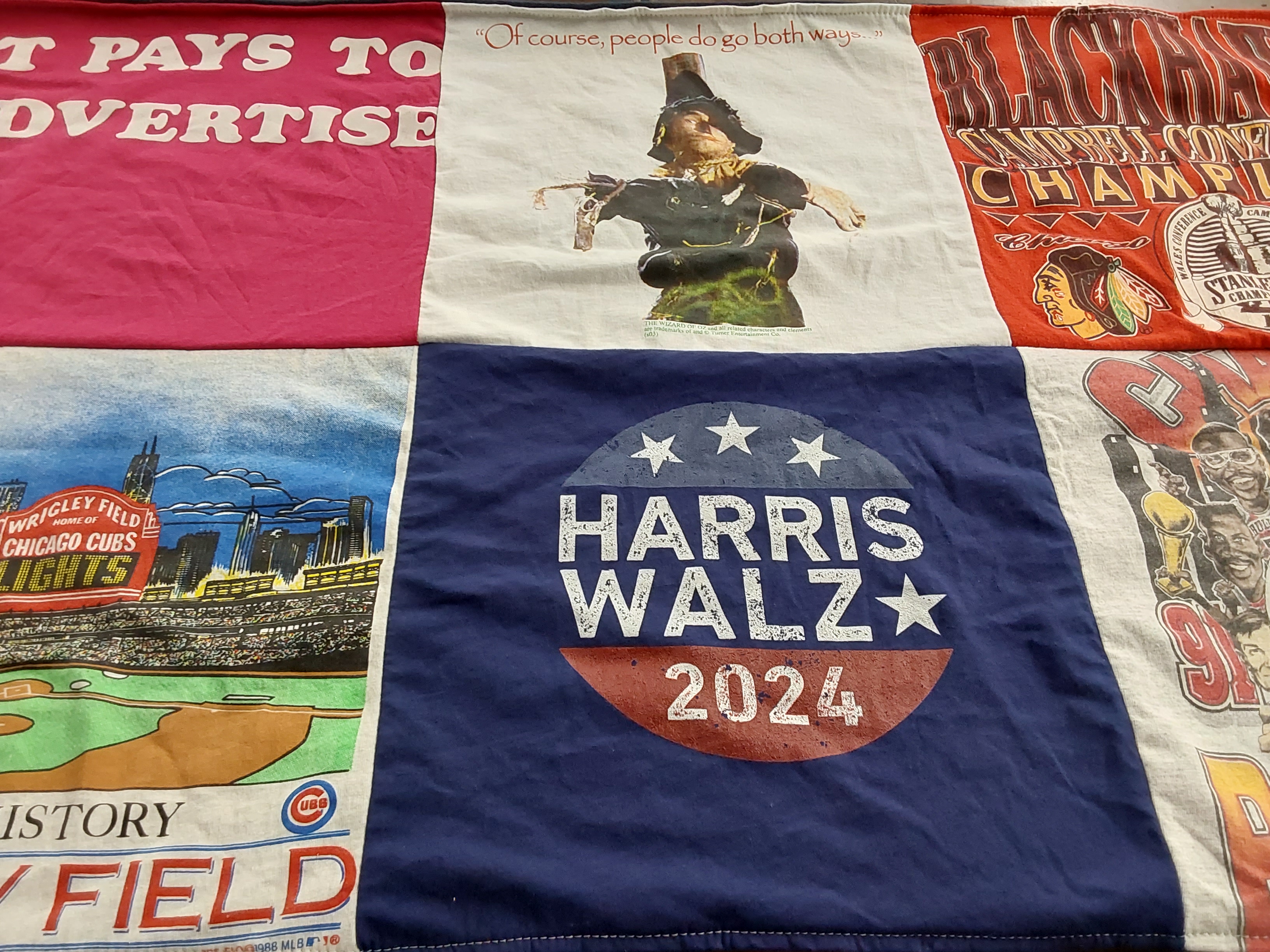 T-shirt quilt featuring chicago blackhawks, chicago bulls by Elizabeth from IL