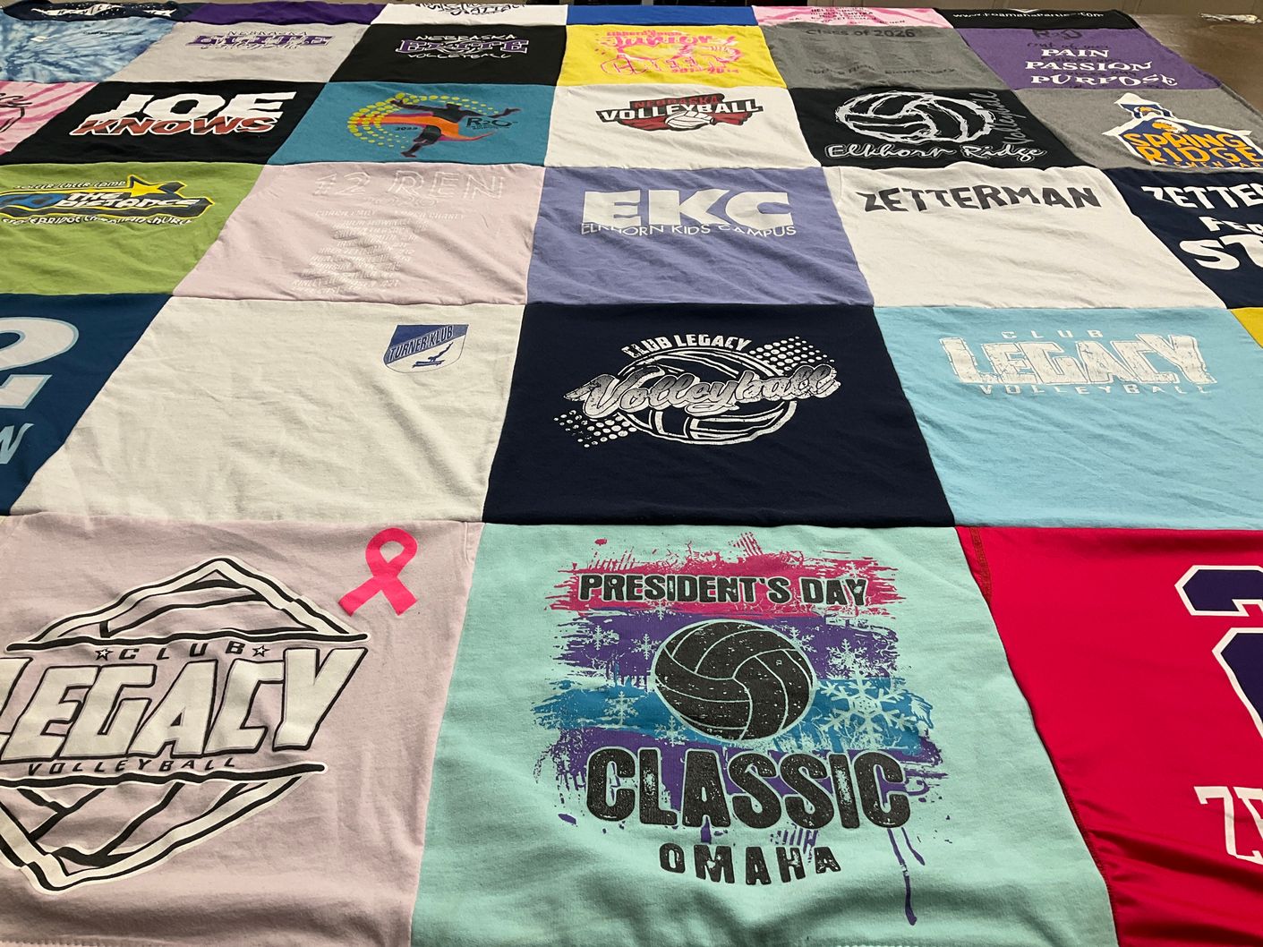 T-shirt quilt with volleyball, sports themes by Jenny from NE