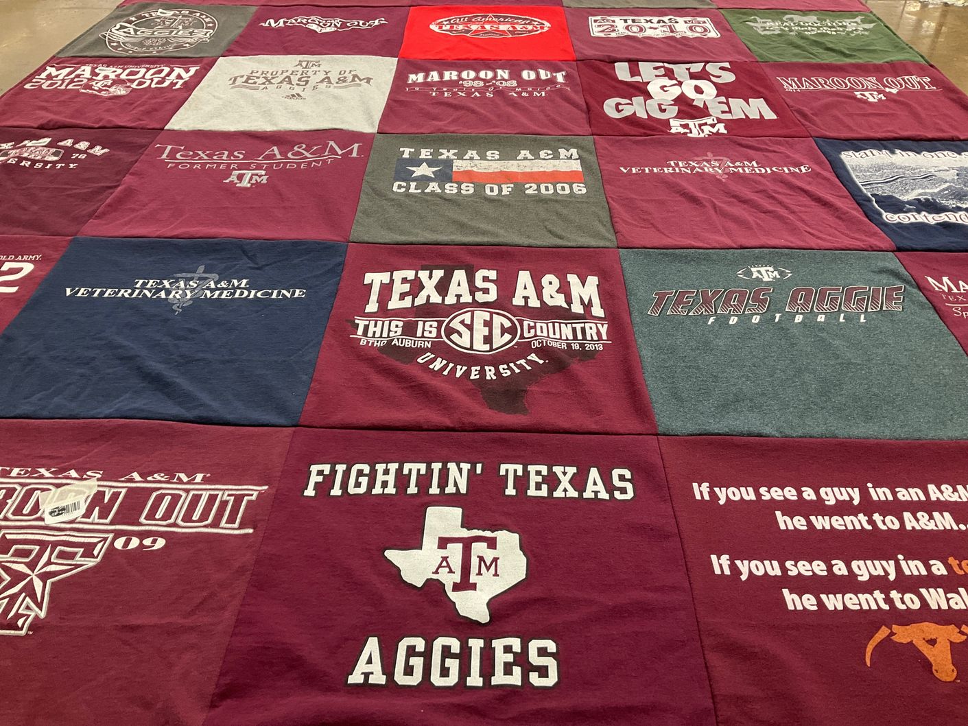 T-shirt quilt featuring texas a&m aggies by Beverly from TX