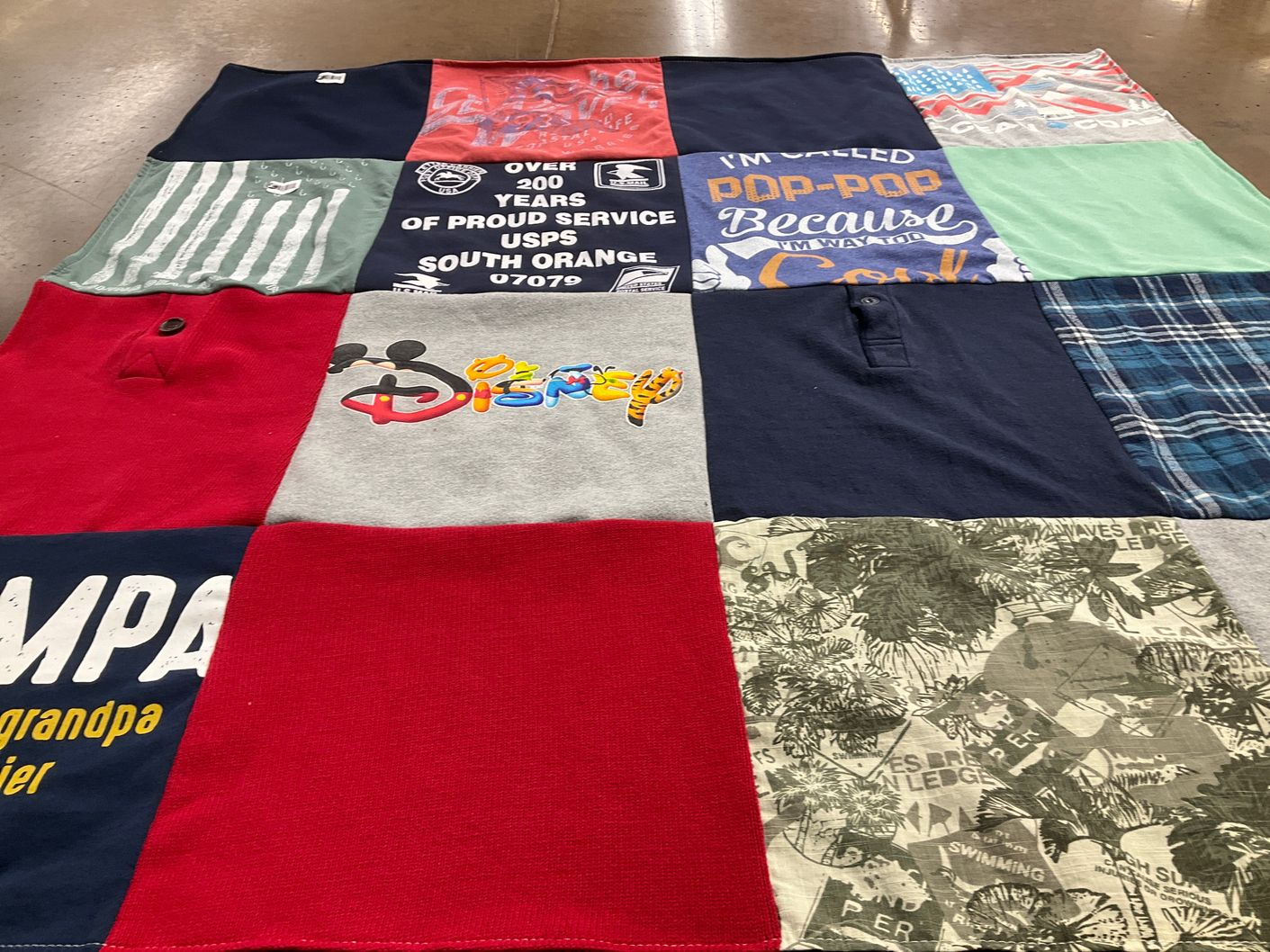 T-shirt quilt with disney, family themes by Emily from NJ