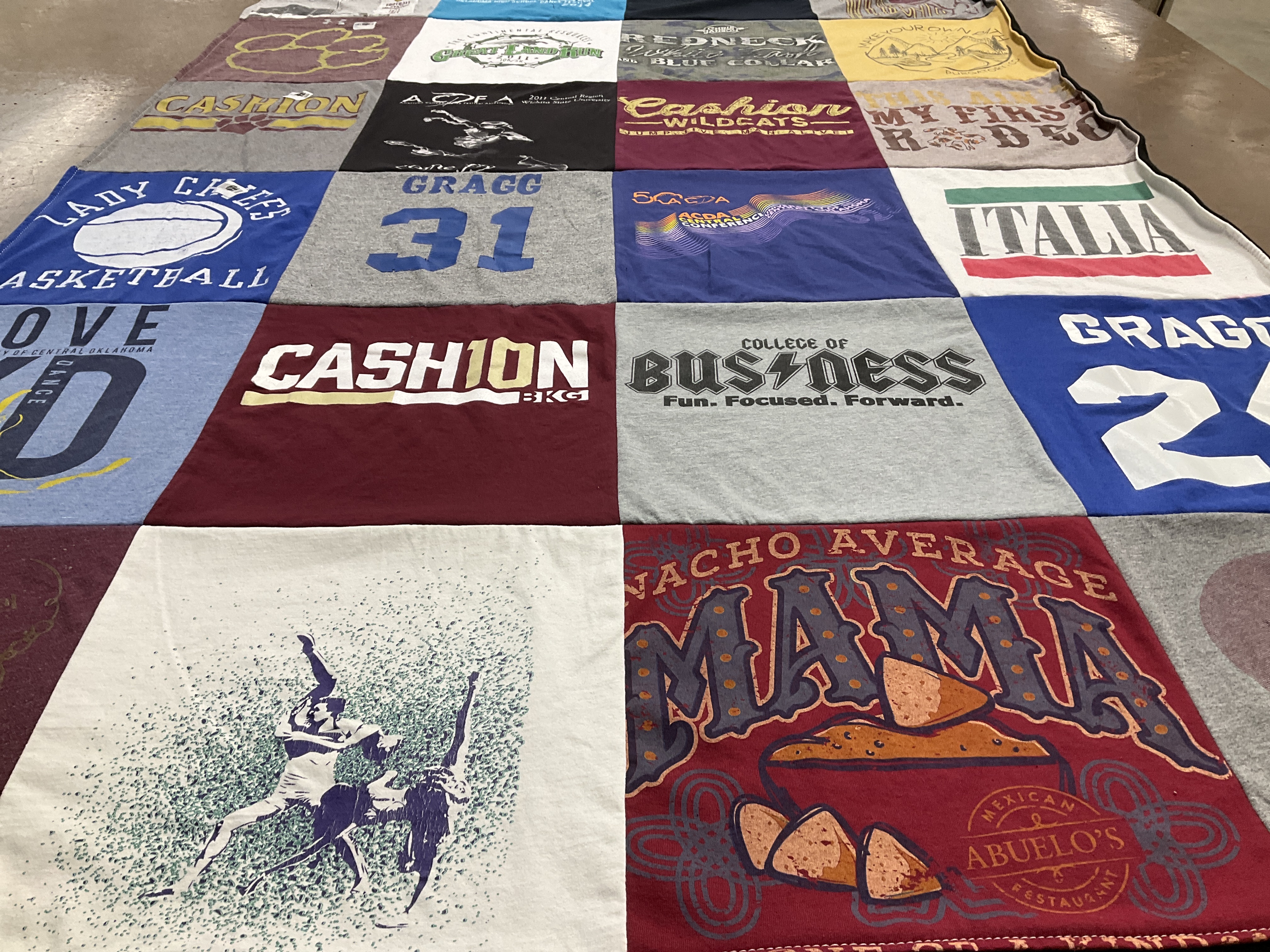 T-shirt quilt featuring lady chiefs basketball, cashion wildcats by Avis from OK