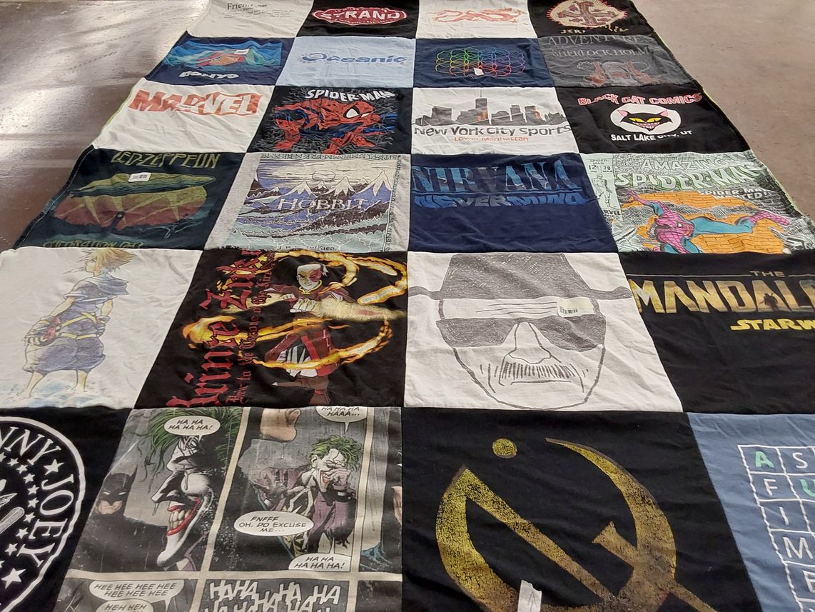 T-shirt quilt with movies, comics themes by allison from UT