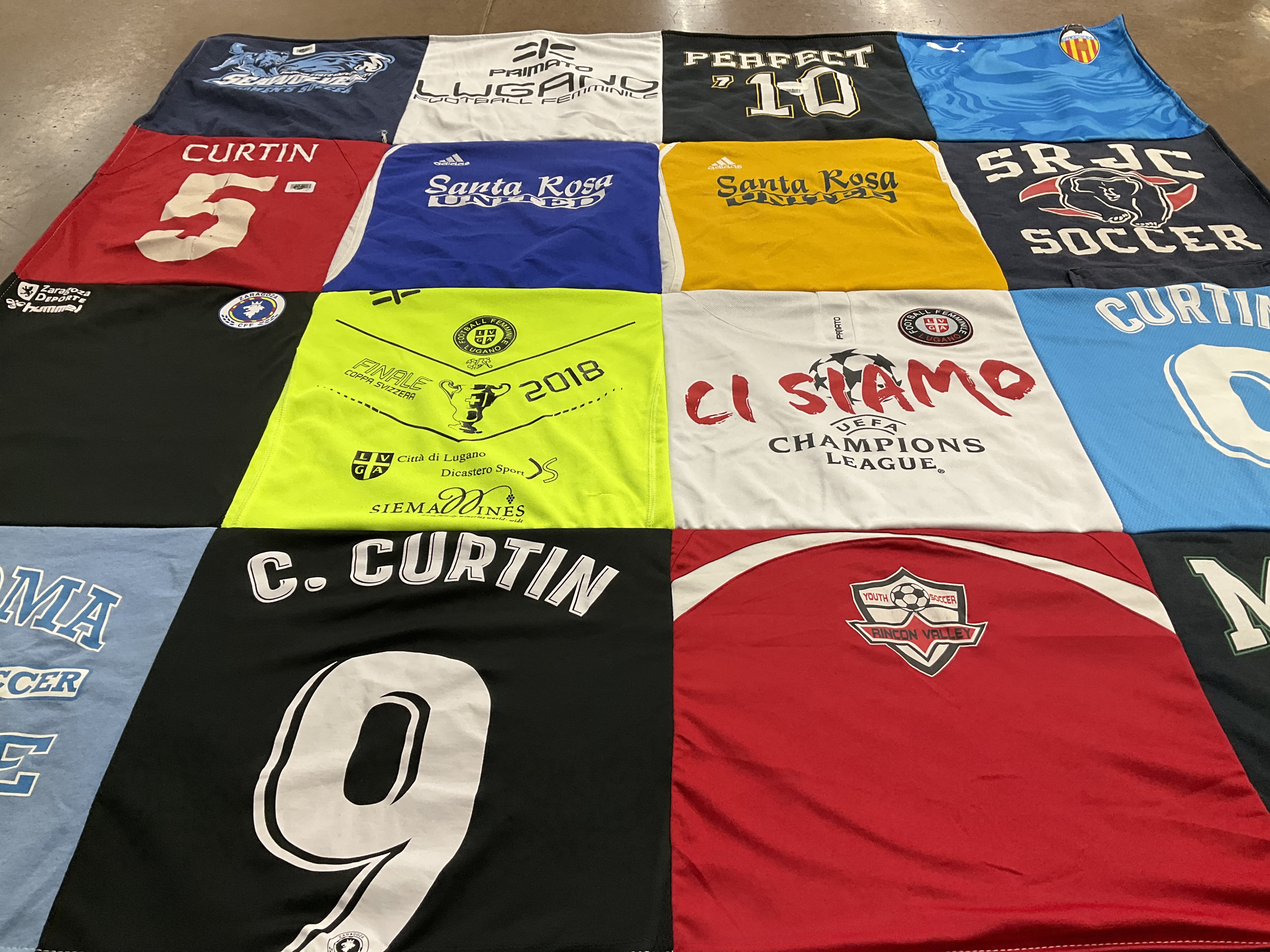 T-shirt quilt featuring santa rosa united, curtin by Pamela from CA