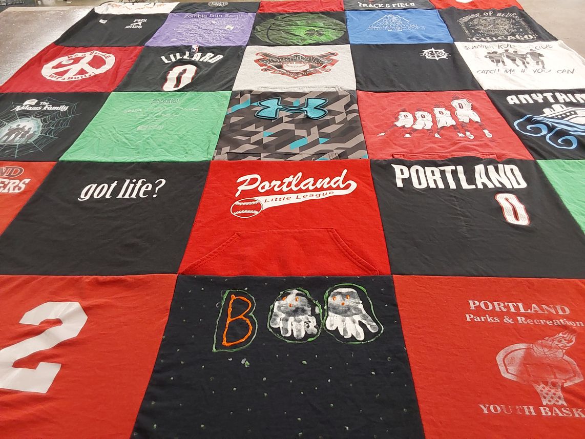 T-shirt quilt featuring portland trail blazers by Tricia from CT