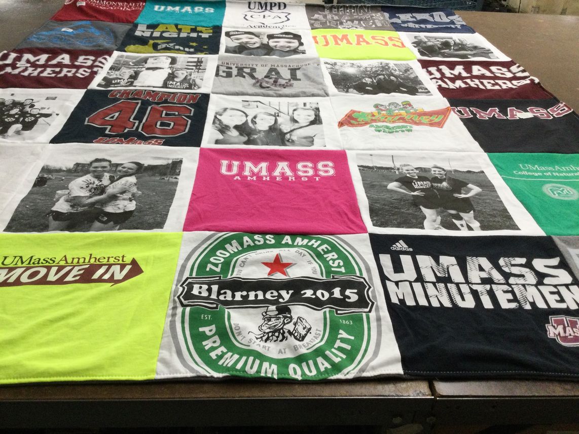 T-shirt quilt featuring umass minutemen by Lindsay from MA
