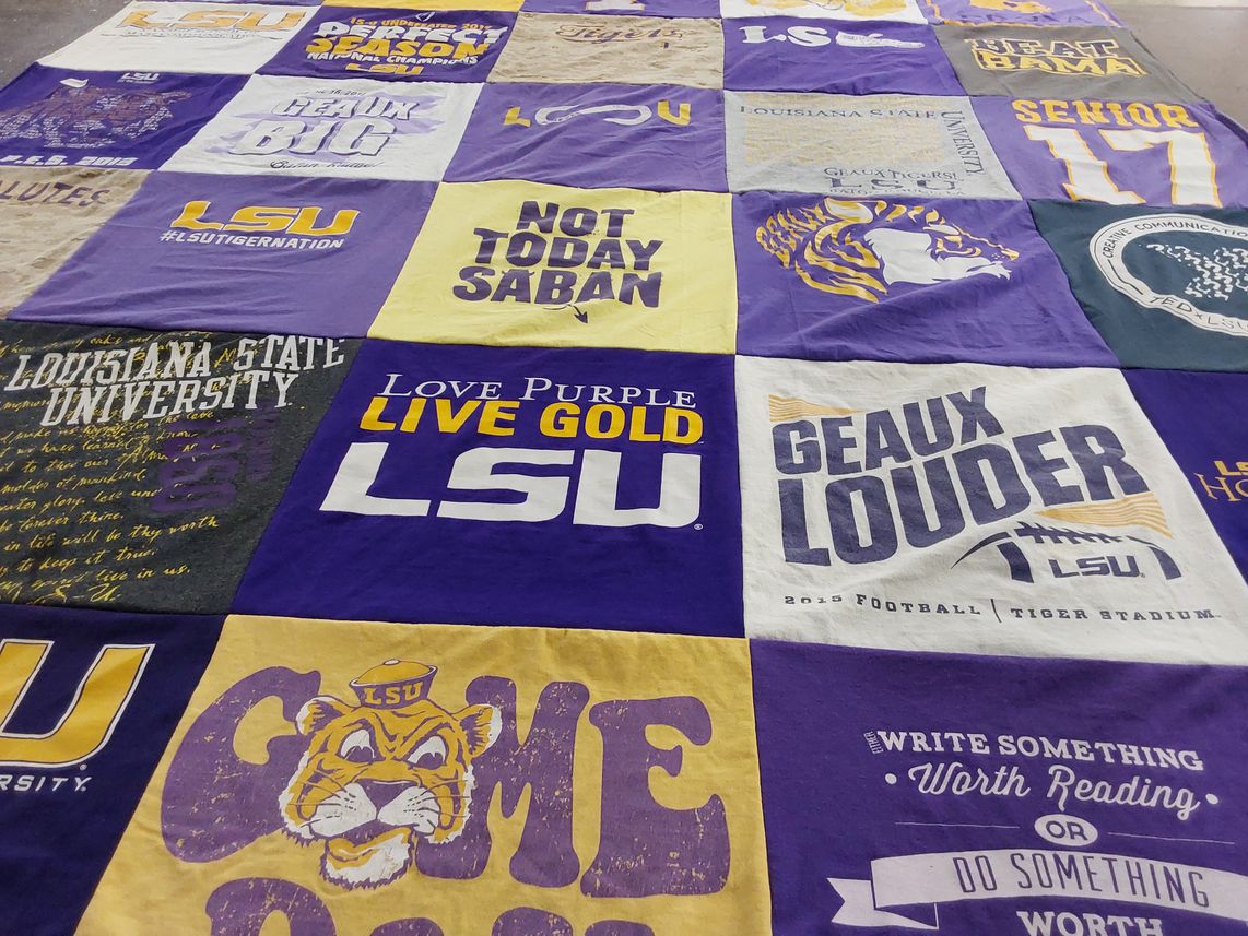 T-shirt quilt featuring lsu tigers football by Malori from LA