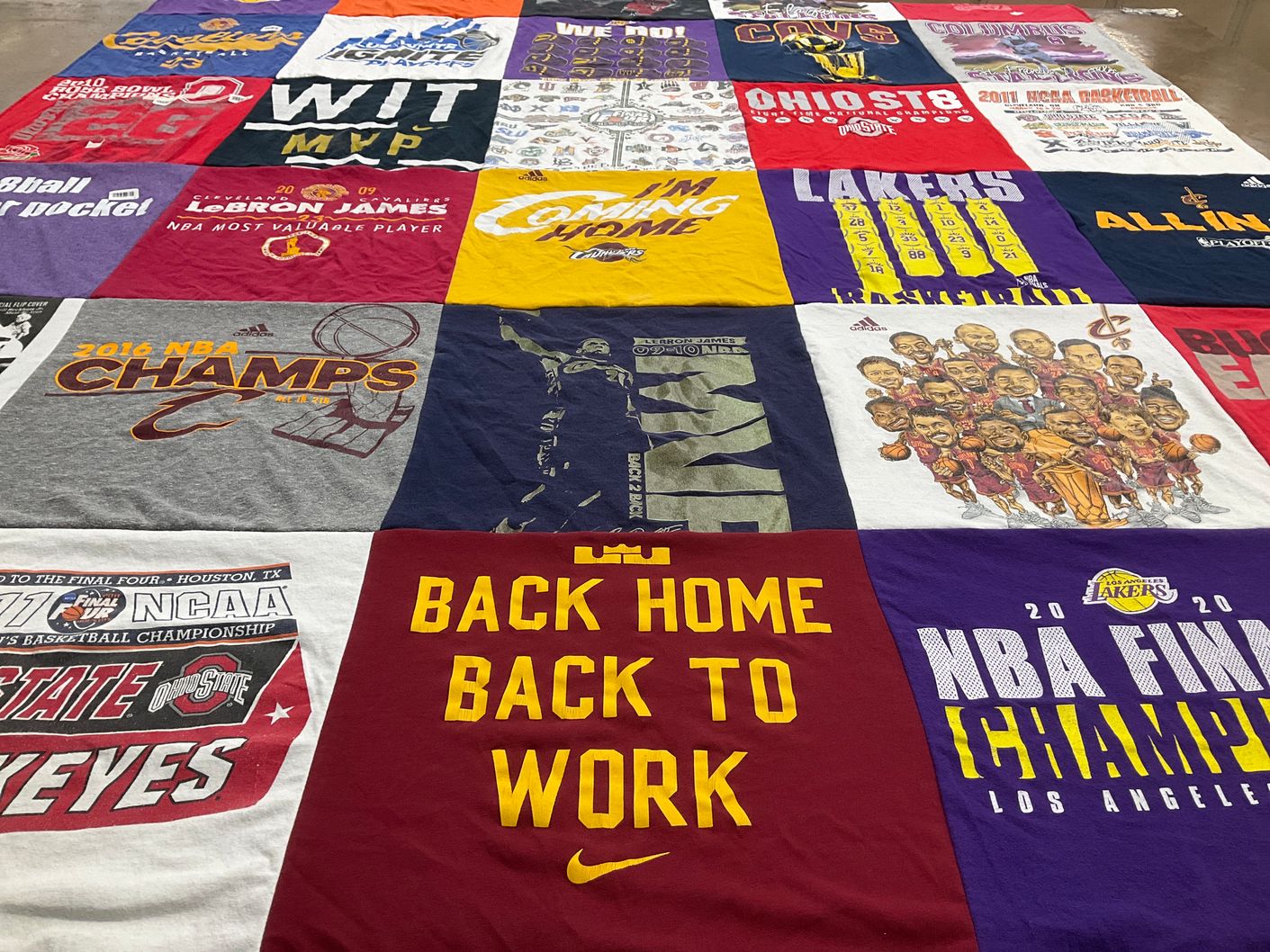 T-shirt quilt featuring cleveland cavaliers, los angeles lakers by Kenya from OH