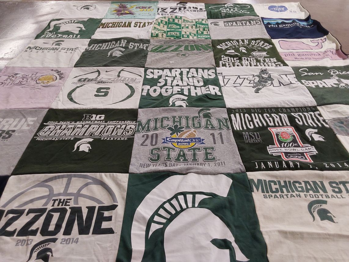 T-shirt quilt featuring michigan state spartans by Patty from MI