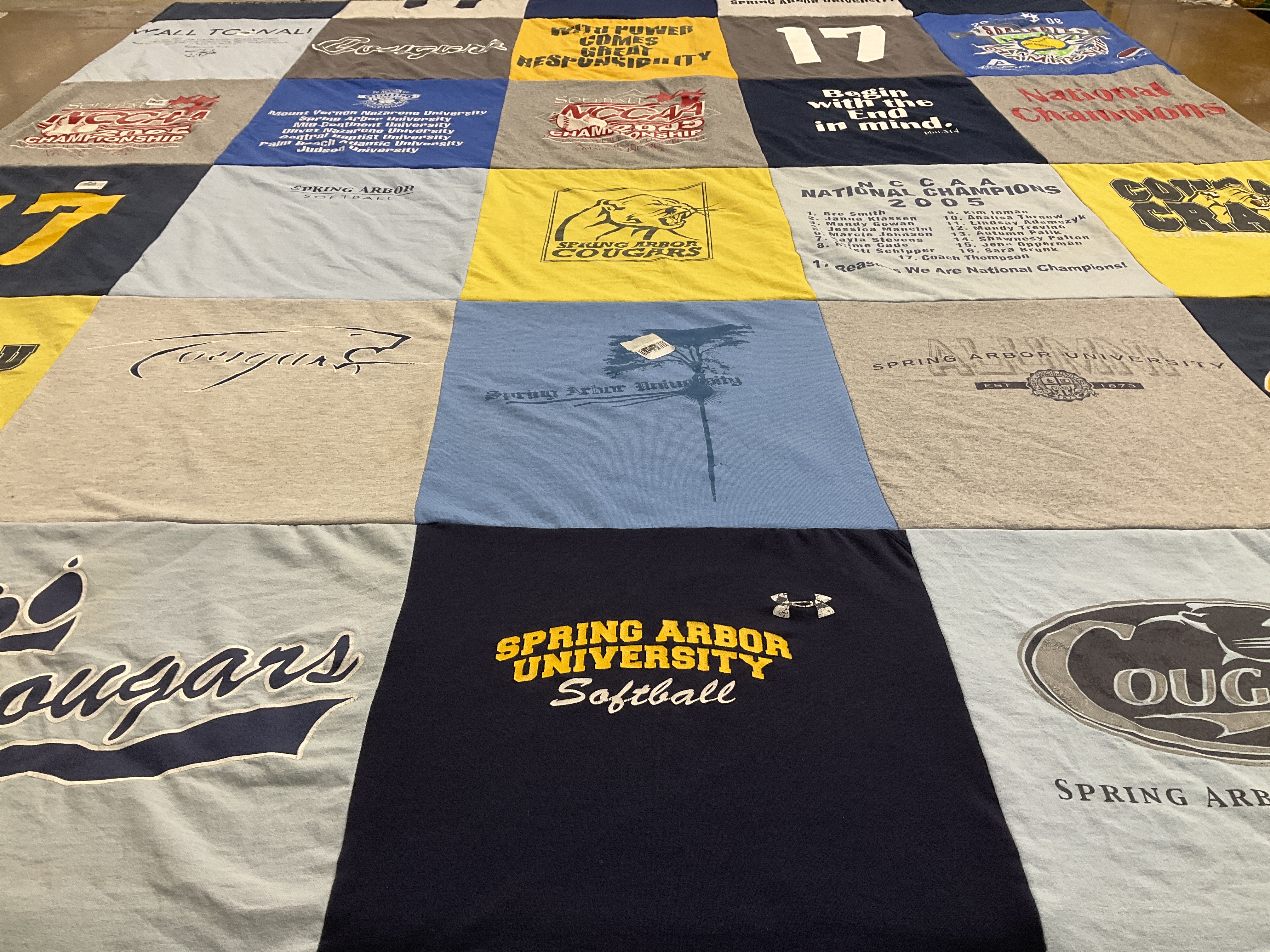 T-shirt quilt featuring spring arbor university cougars, spring arbor university softball by Tracie from OH