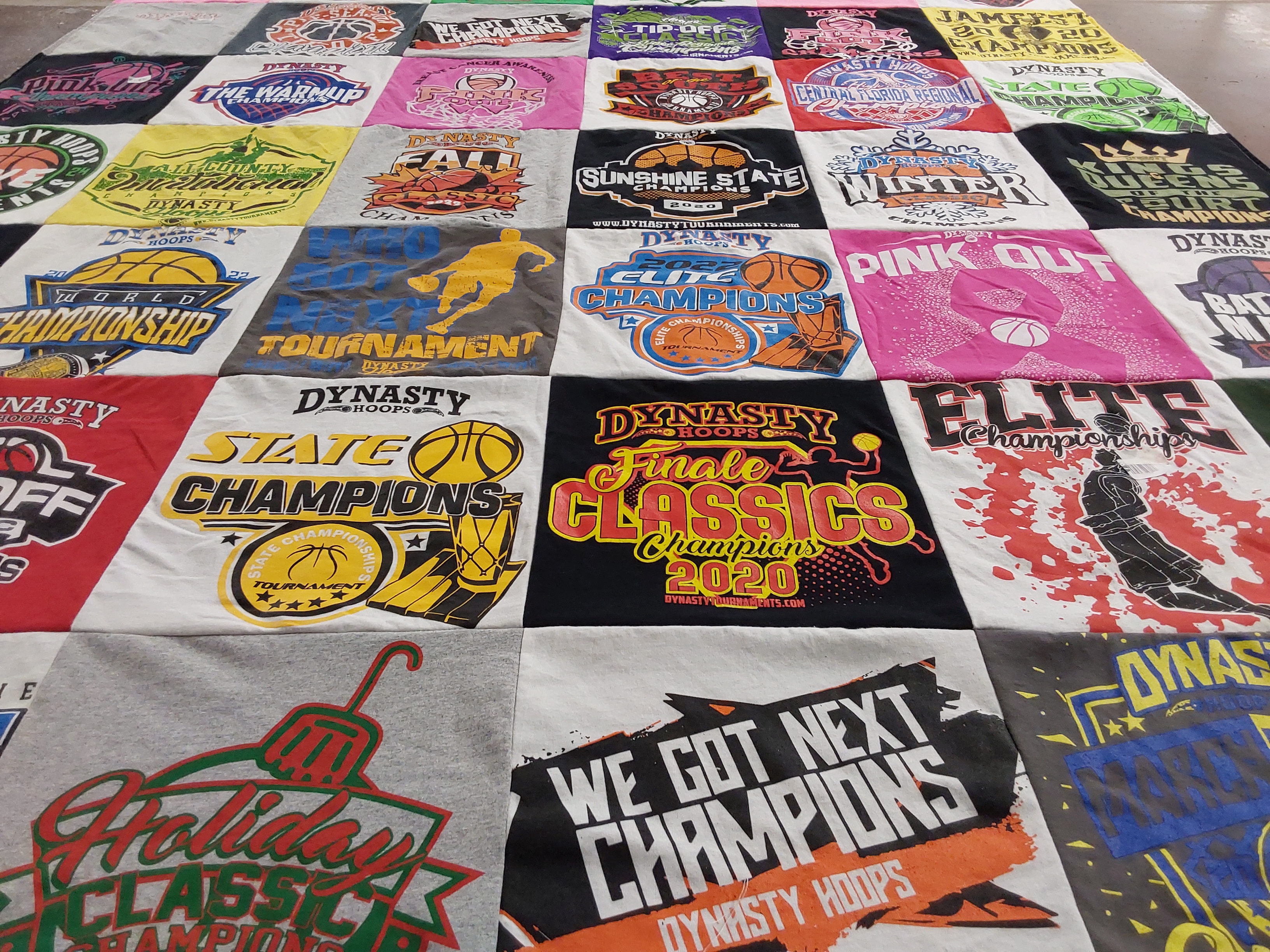 T-shirt quilt with basketball, sports tournaments themes by annette from FL