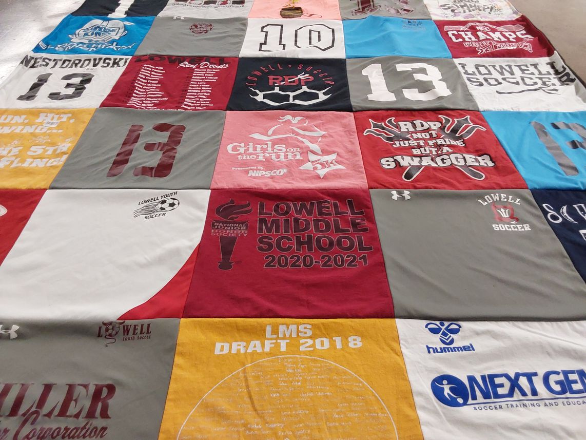 T-shirt quilt featuring lowell soccer by Breeann from IN