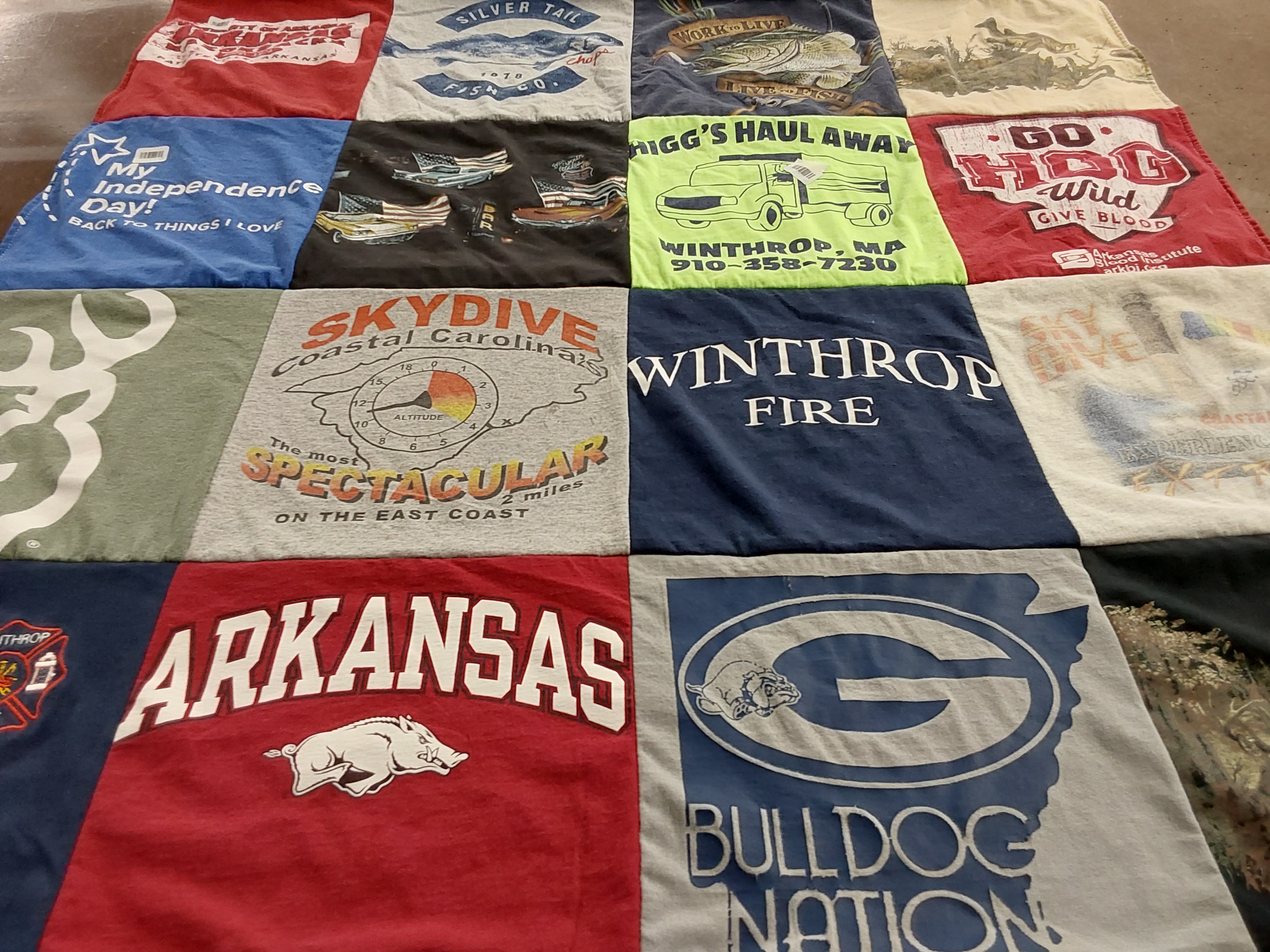T-shirt quilt featuring winthrop university bulldogs by McKenzie from AR